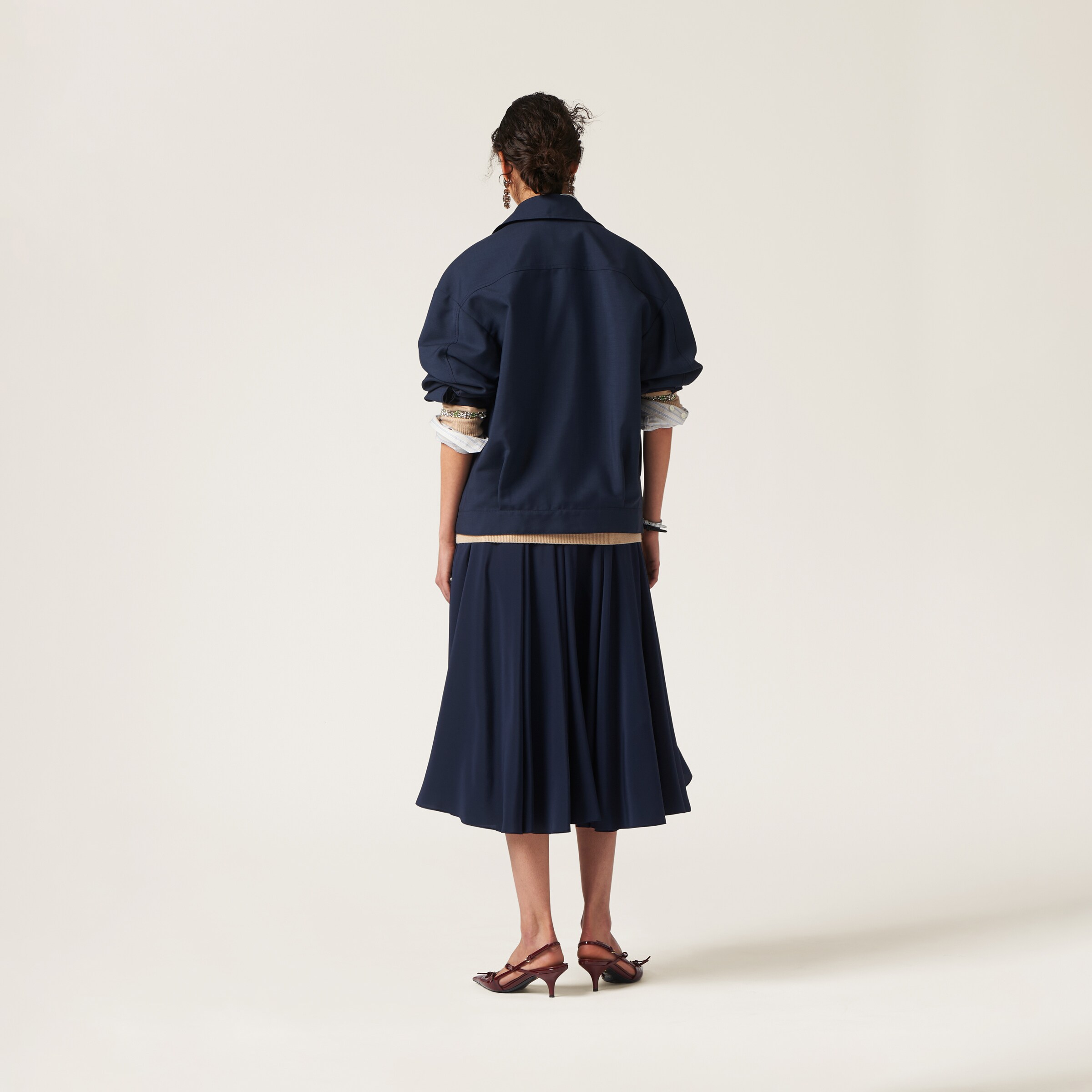 Navy Crepe De Chine Midi-skirt | Miu Miu
