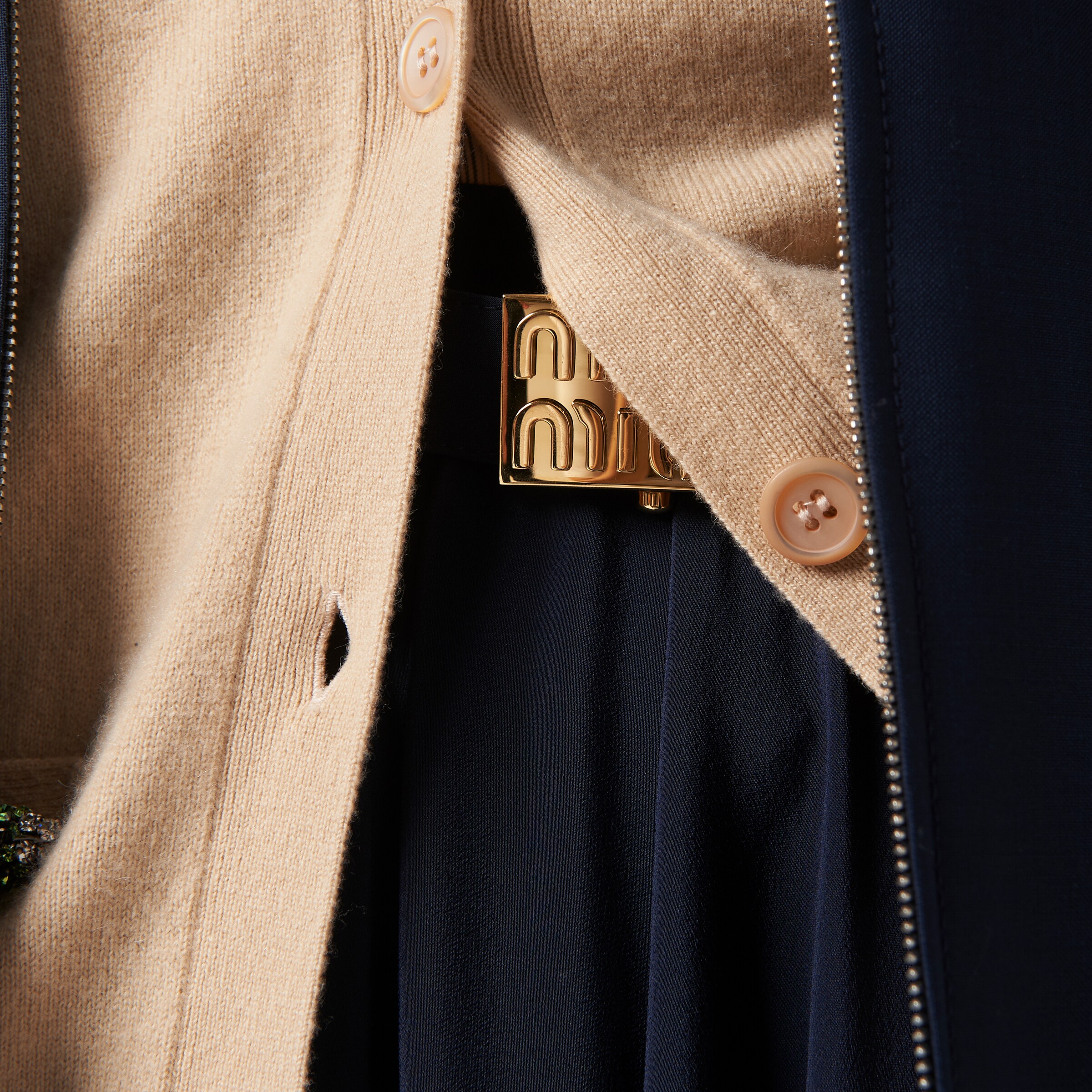 Navy Crepe De Chine Midi-skirt | Miu Miu