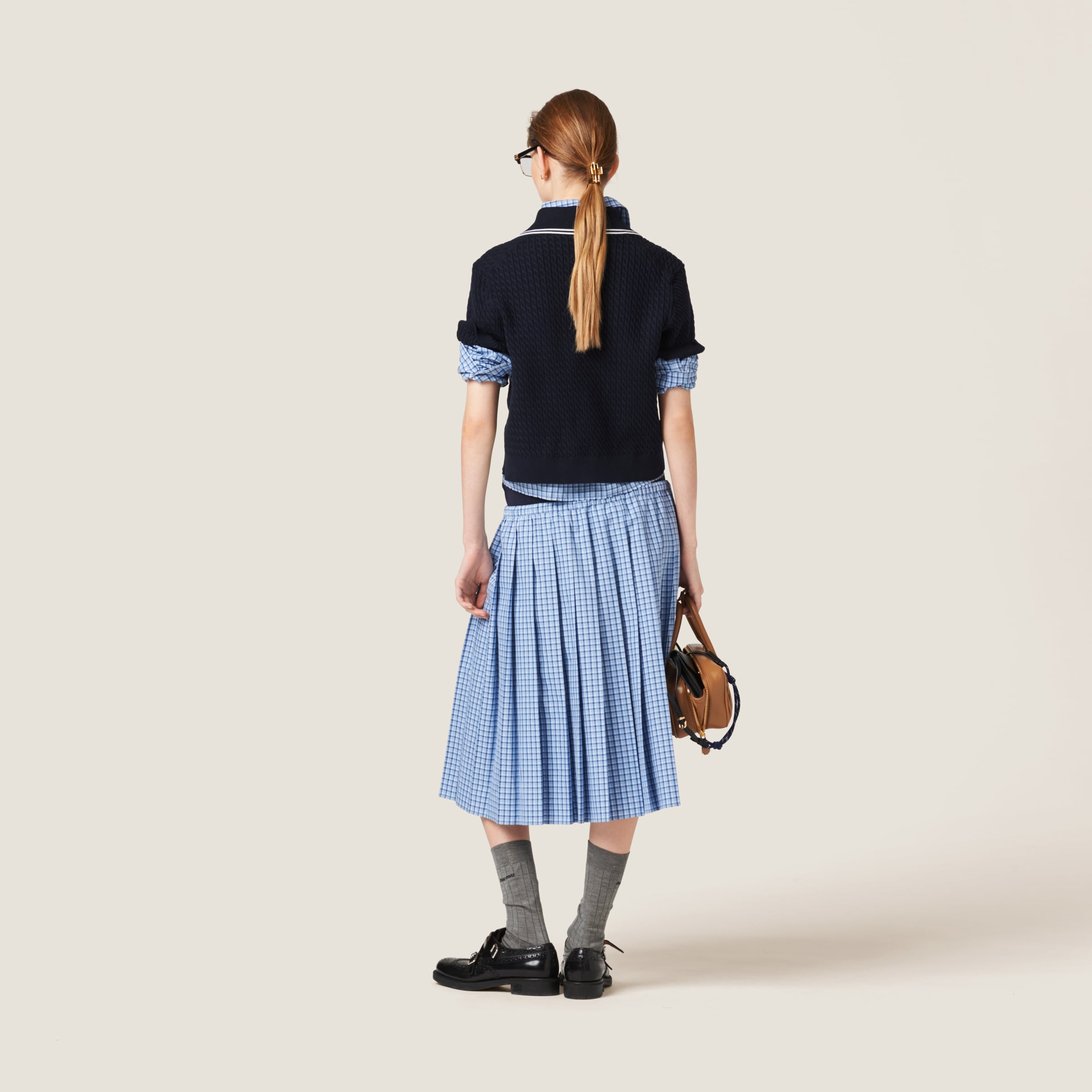 Miu Miu チェック スカート | グリーン | FARFETCH JP