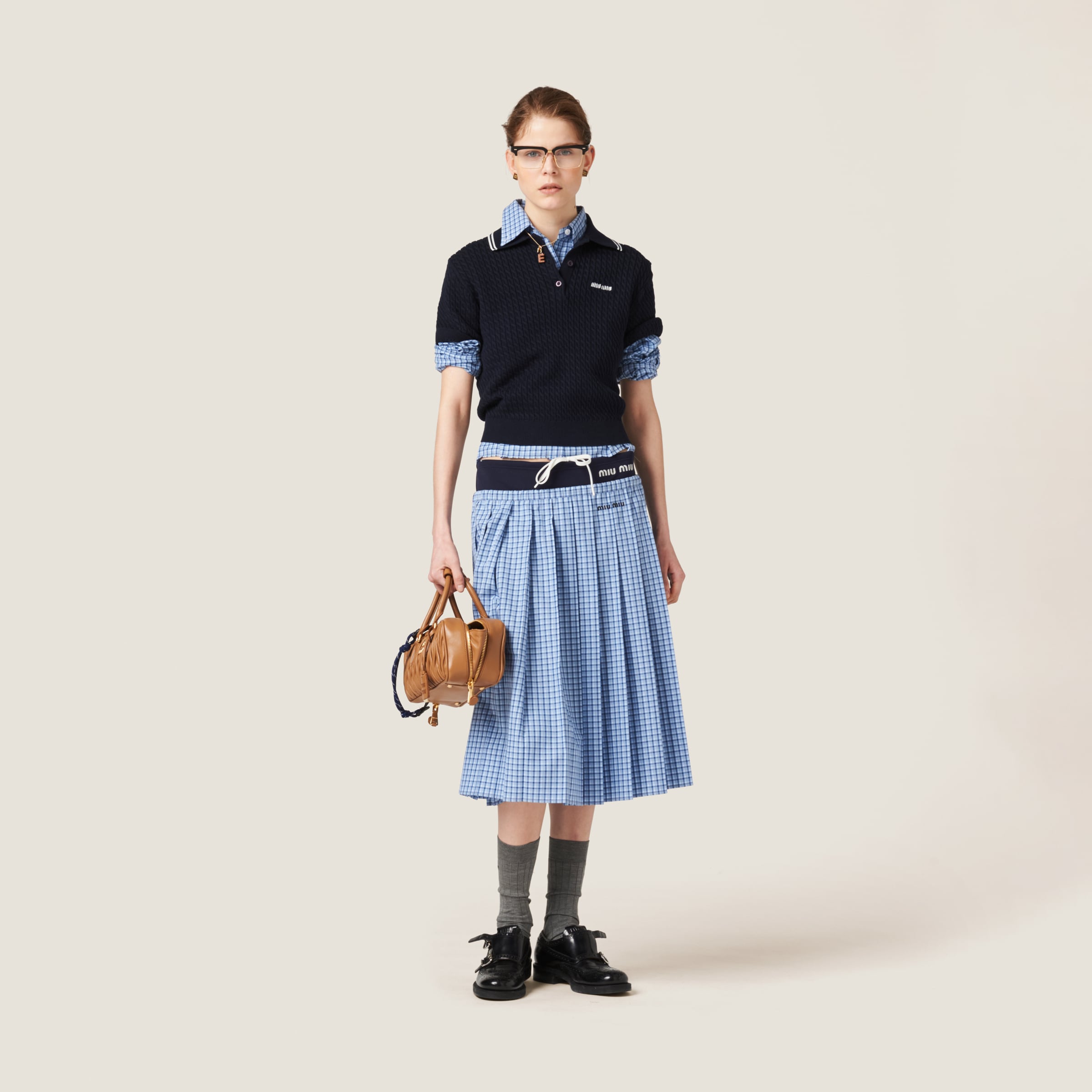 Lightblue / Blue Checked Skirt | Miu Miu Lightblue / Blue Checked Skirt | Miu Miu