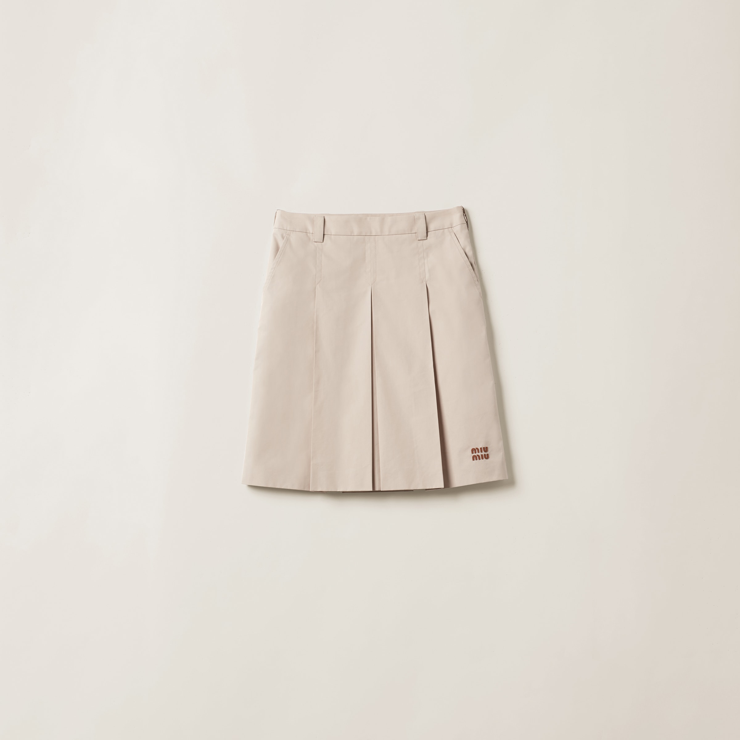 Miumiu Panama Cotton Skirt In Limestone