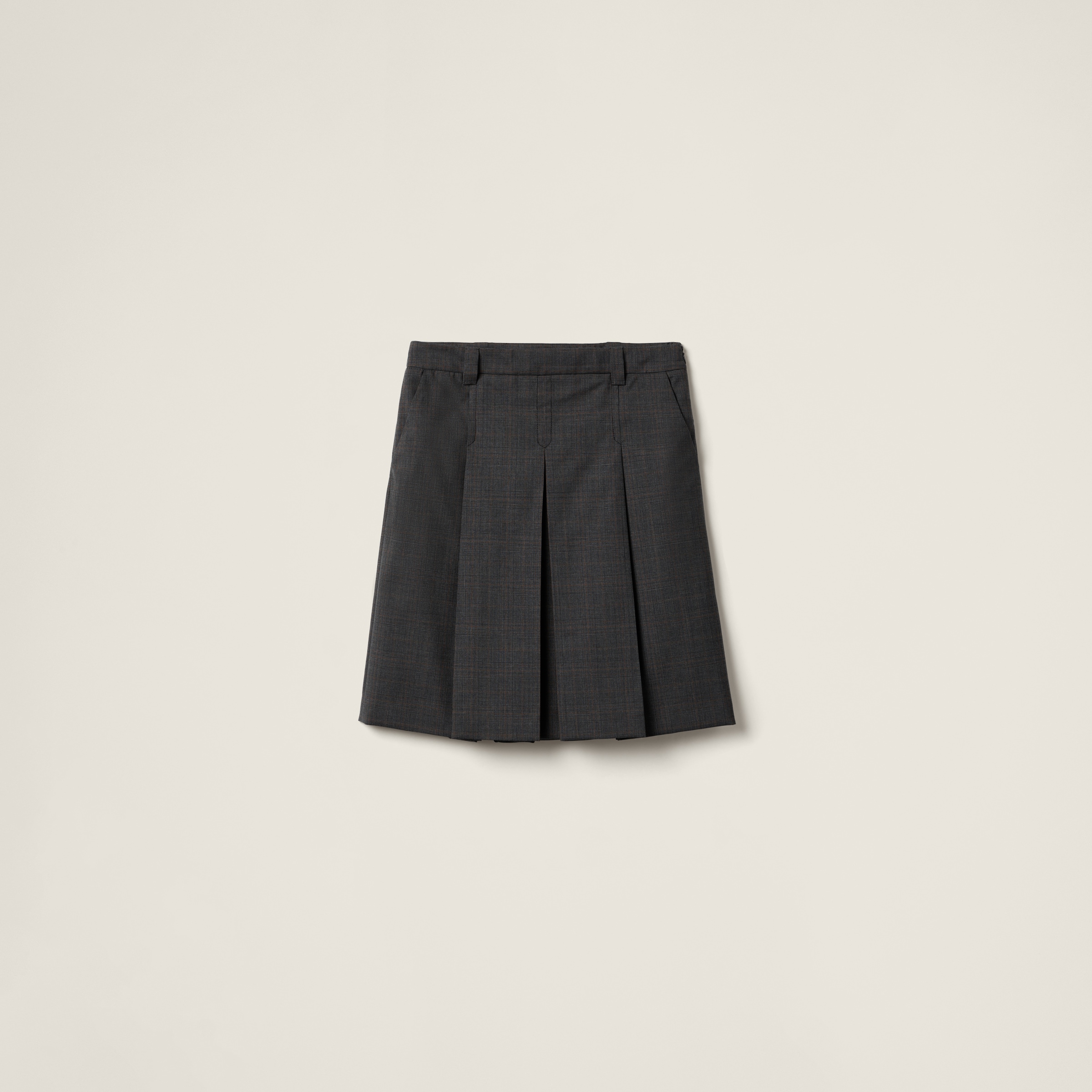 Miu Miu Prince Of Wales Check Skirt In Slate Gray