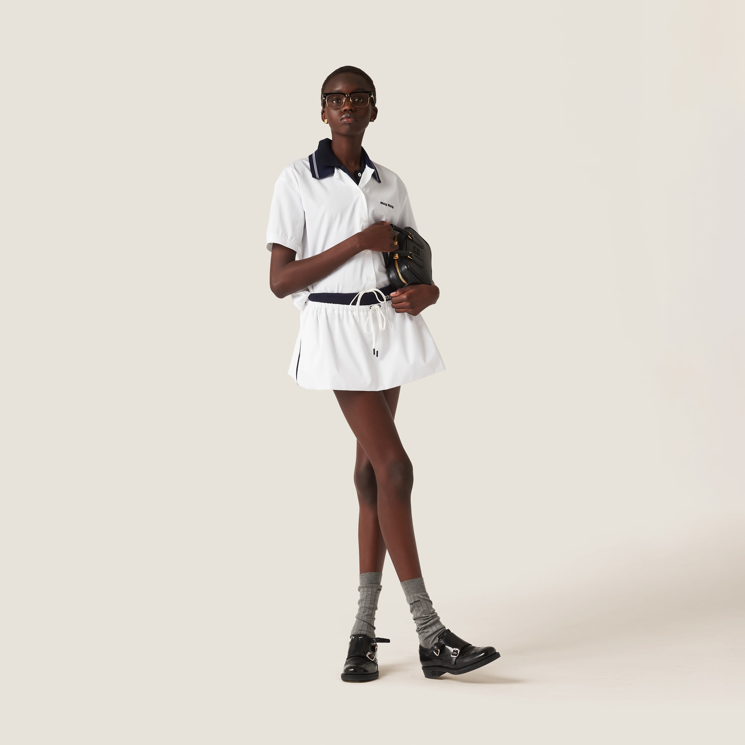 MIU MIU POPLIN MINISKIRT