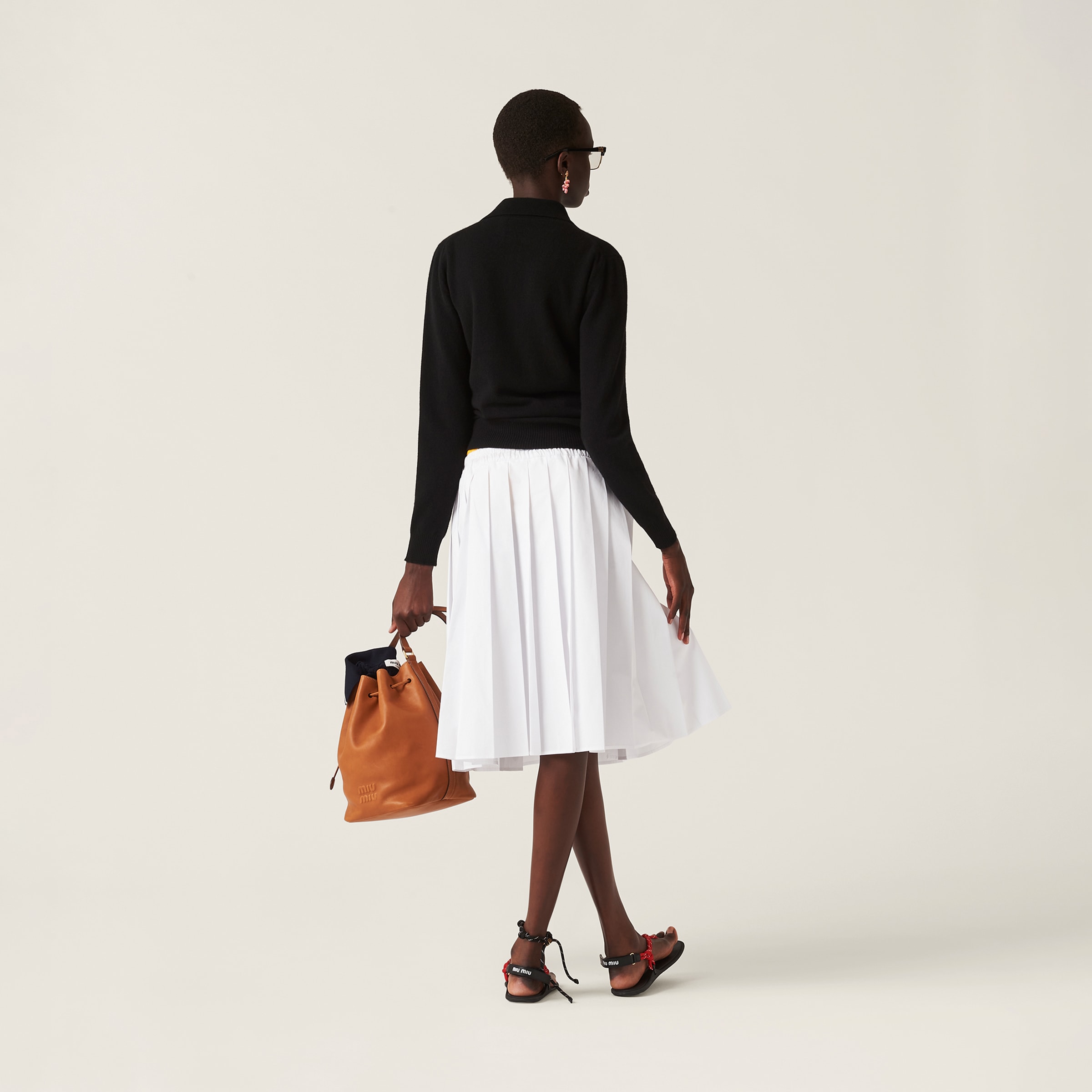 White Poplin Skirt | Miu Miu White Poplin Skirt | Miu Miu