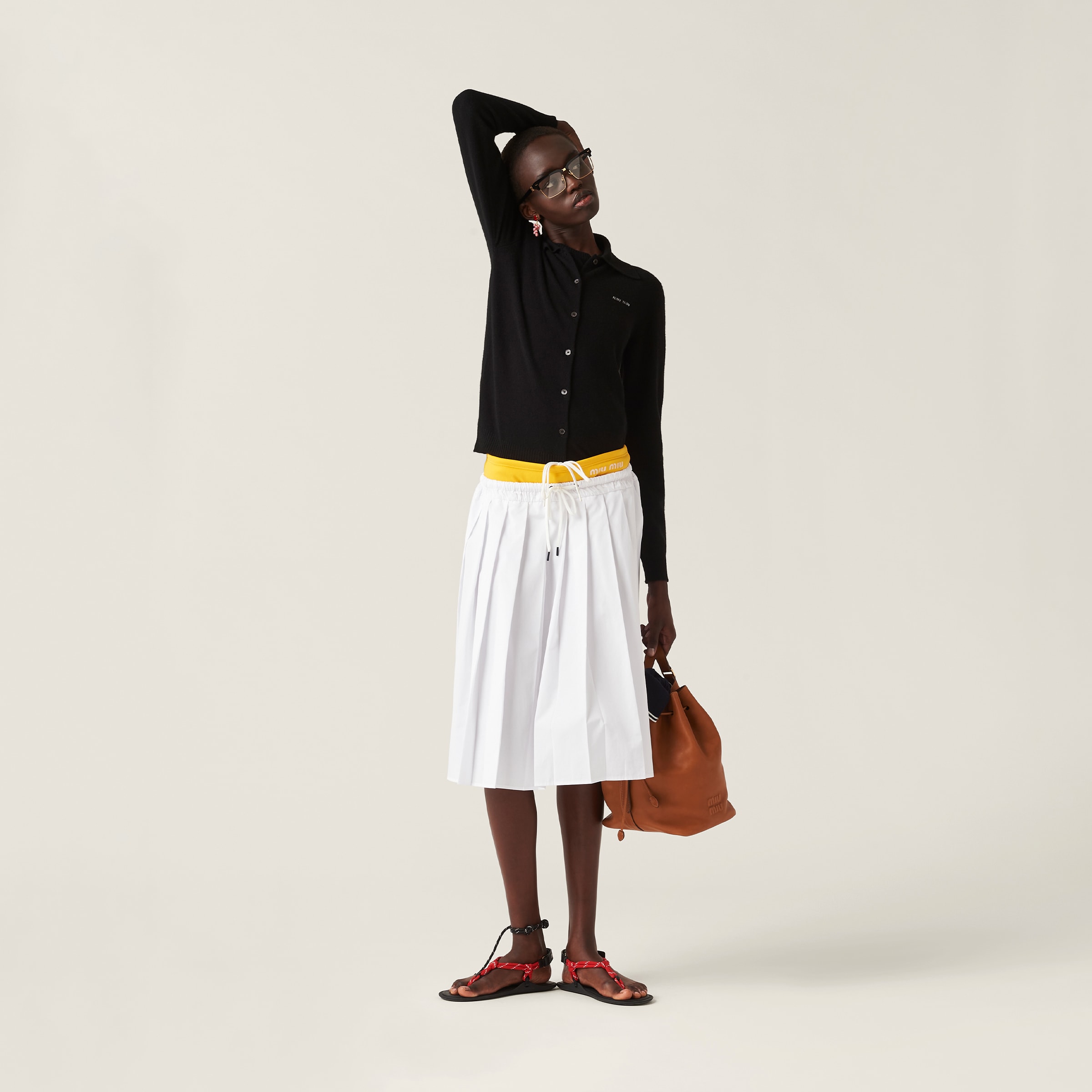 White Poplin Skirt | Miu Miu