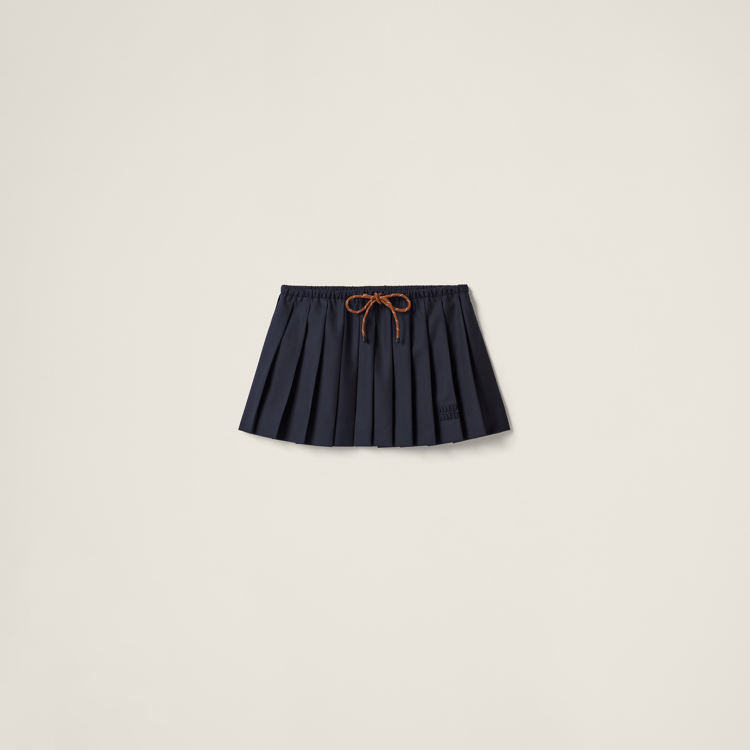 Miumiu Pleated Batavia Skirt In Navy