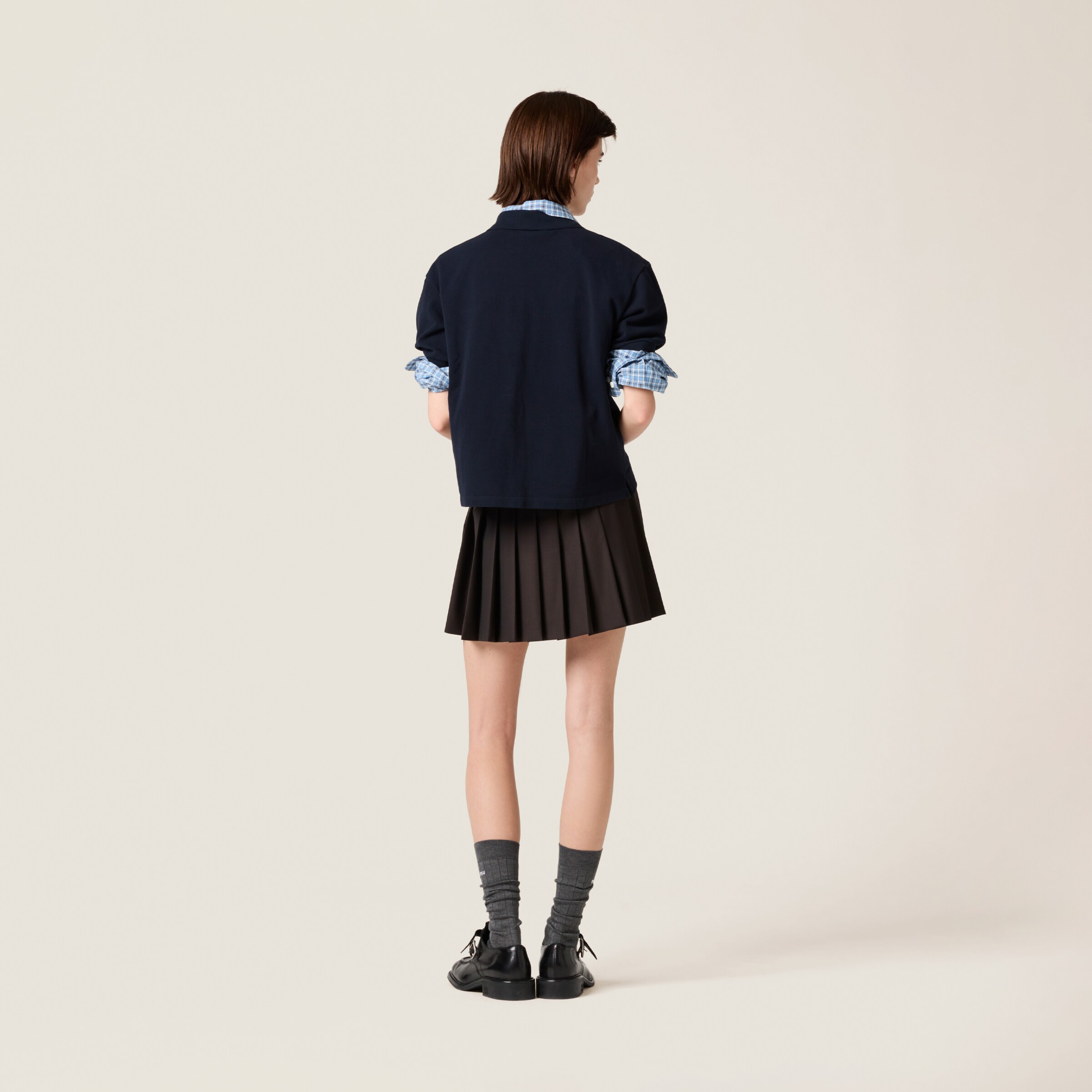 Ebony Pleated Batavia Skirt | Miu Miu