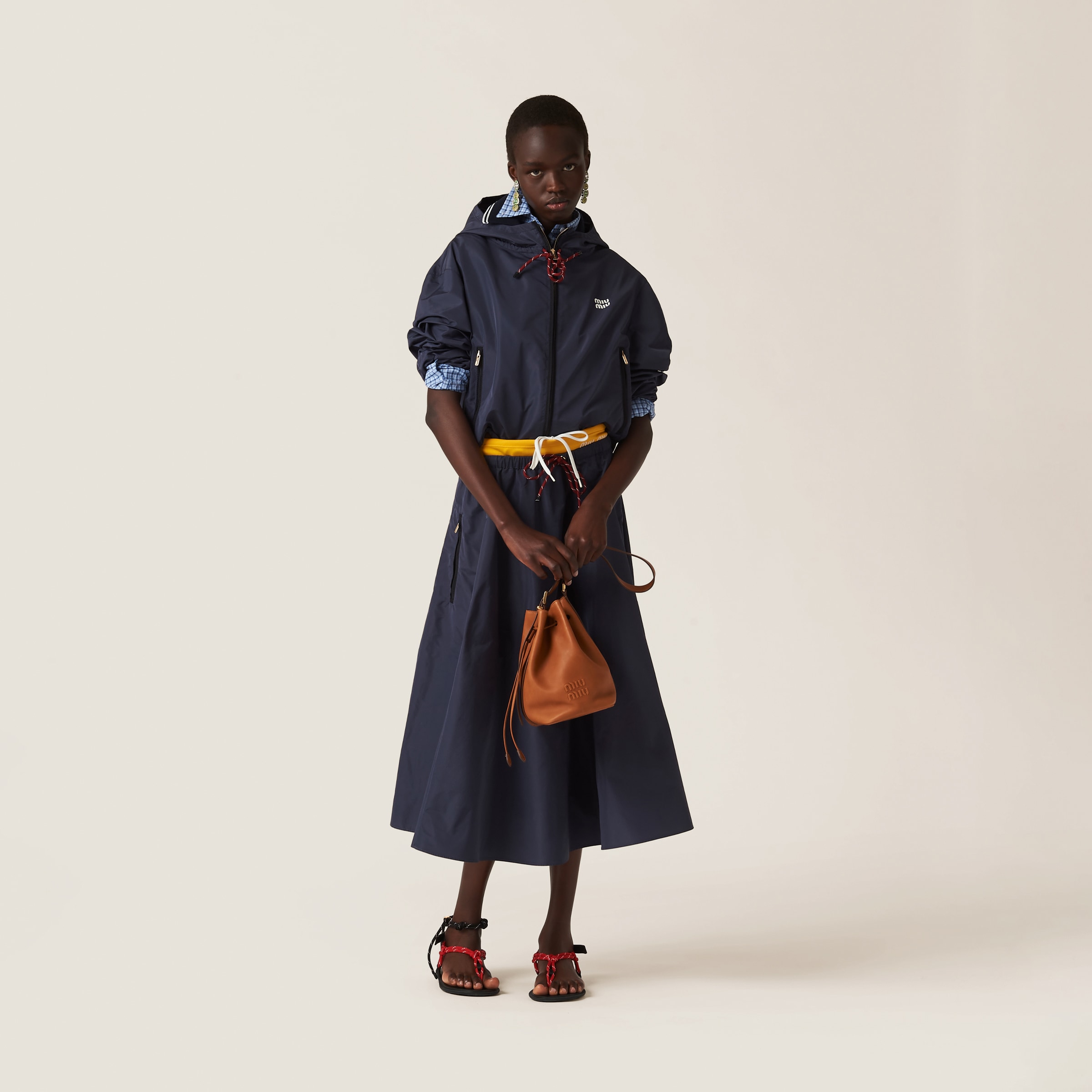 Navy Technical Fabric Skirt | Miu Miu