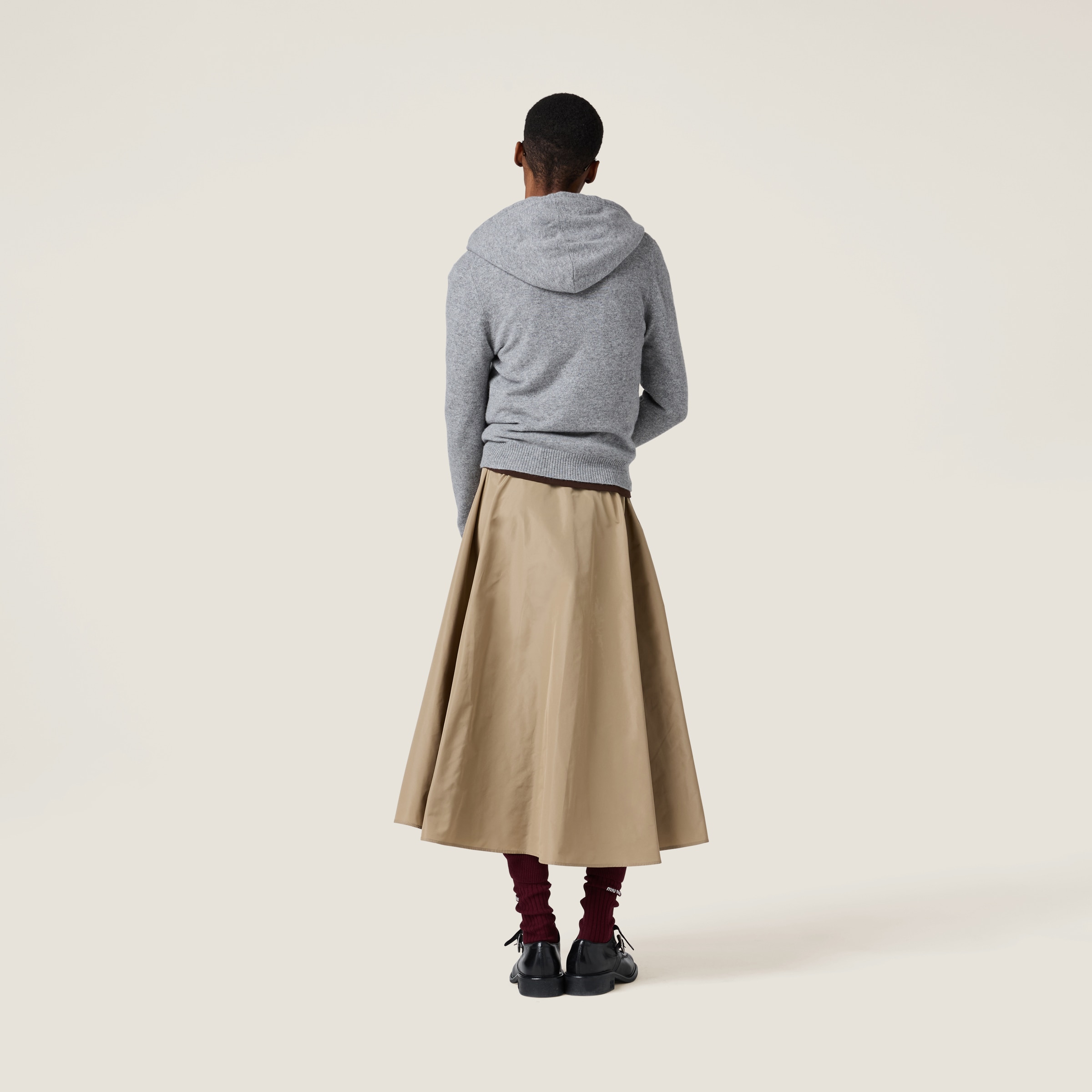 Miu Miu Technical Fabric Skirt In Clay Grey