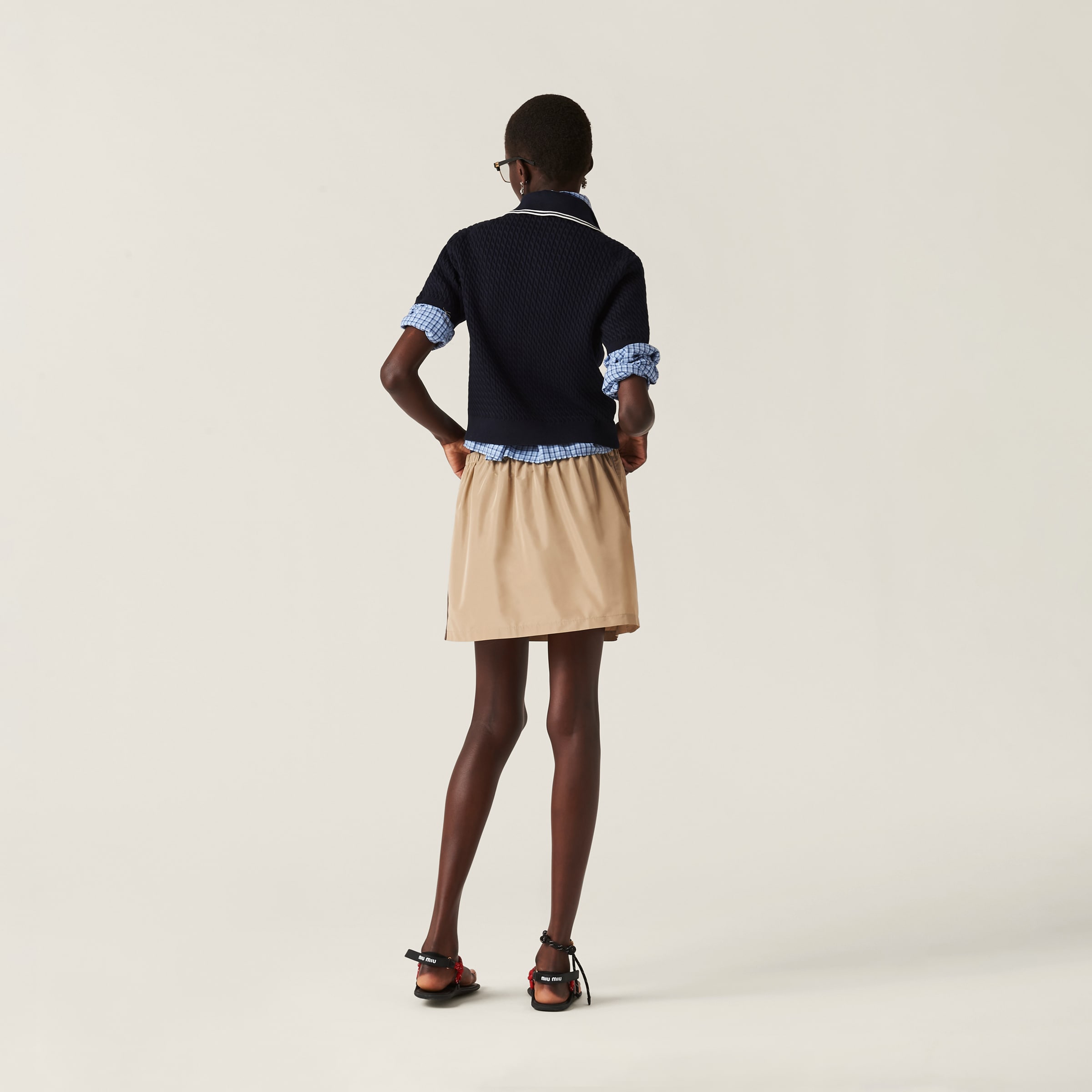 Miu Miu Technical Fabric Miniskirt In Cord
