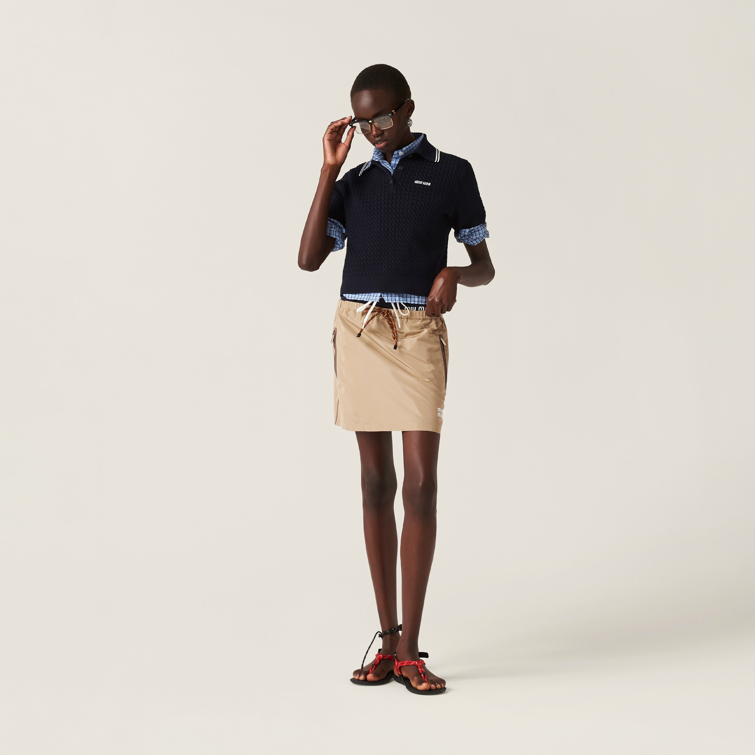 Miu Miu Technical Fabric Miniskirt In Cord
