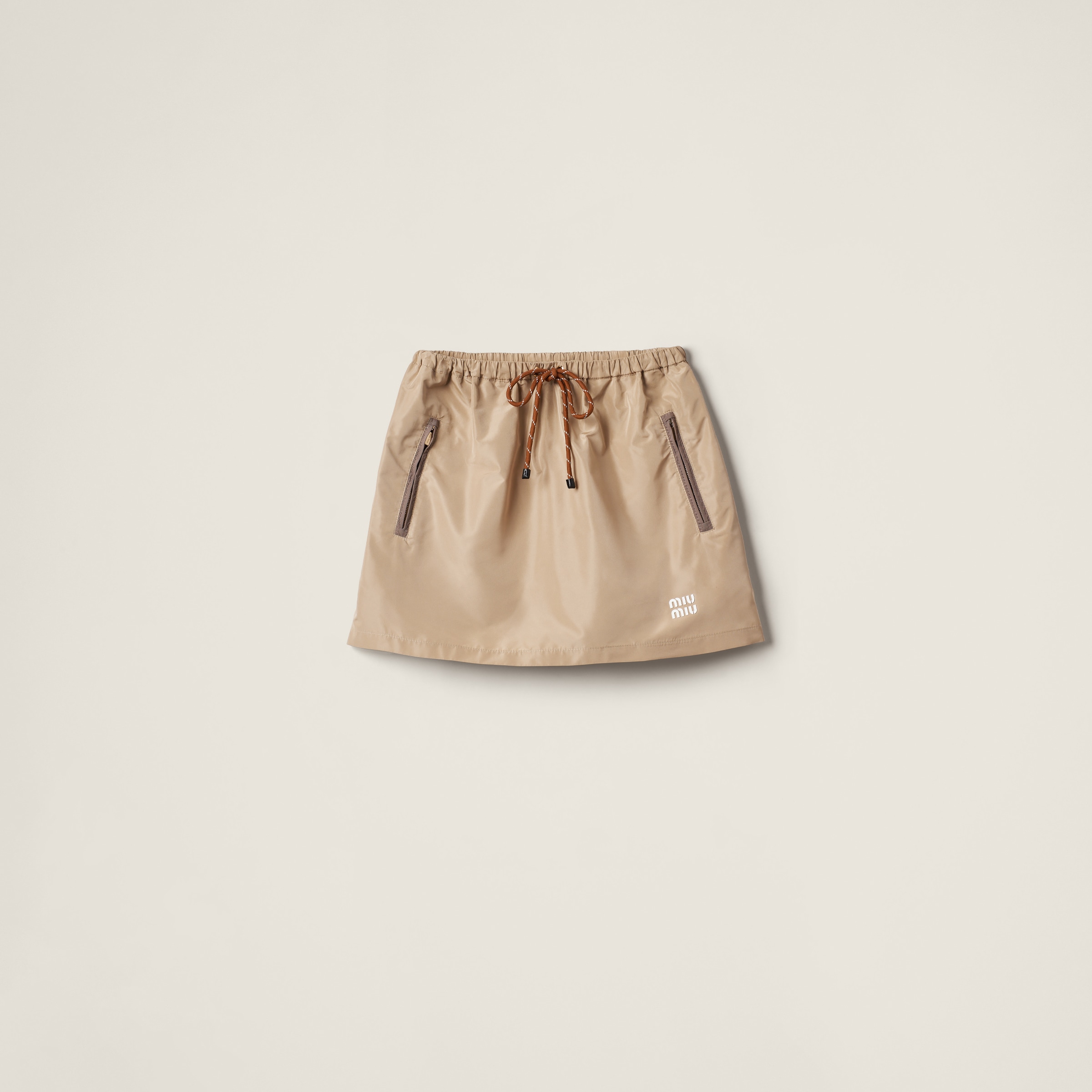 Miumiu Technical Fabric Miniskirt In Neutral