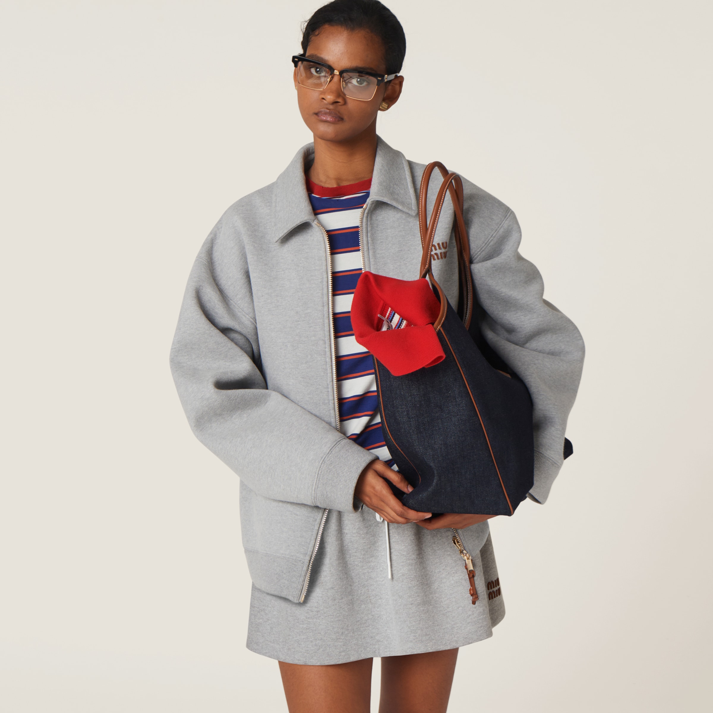 MIU MIU PADDED COTTON FLEECE MINISKIRT