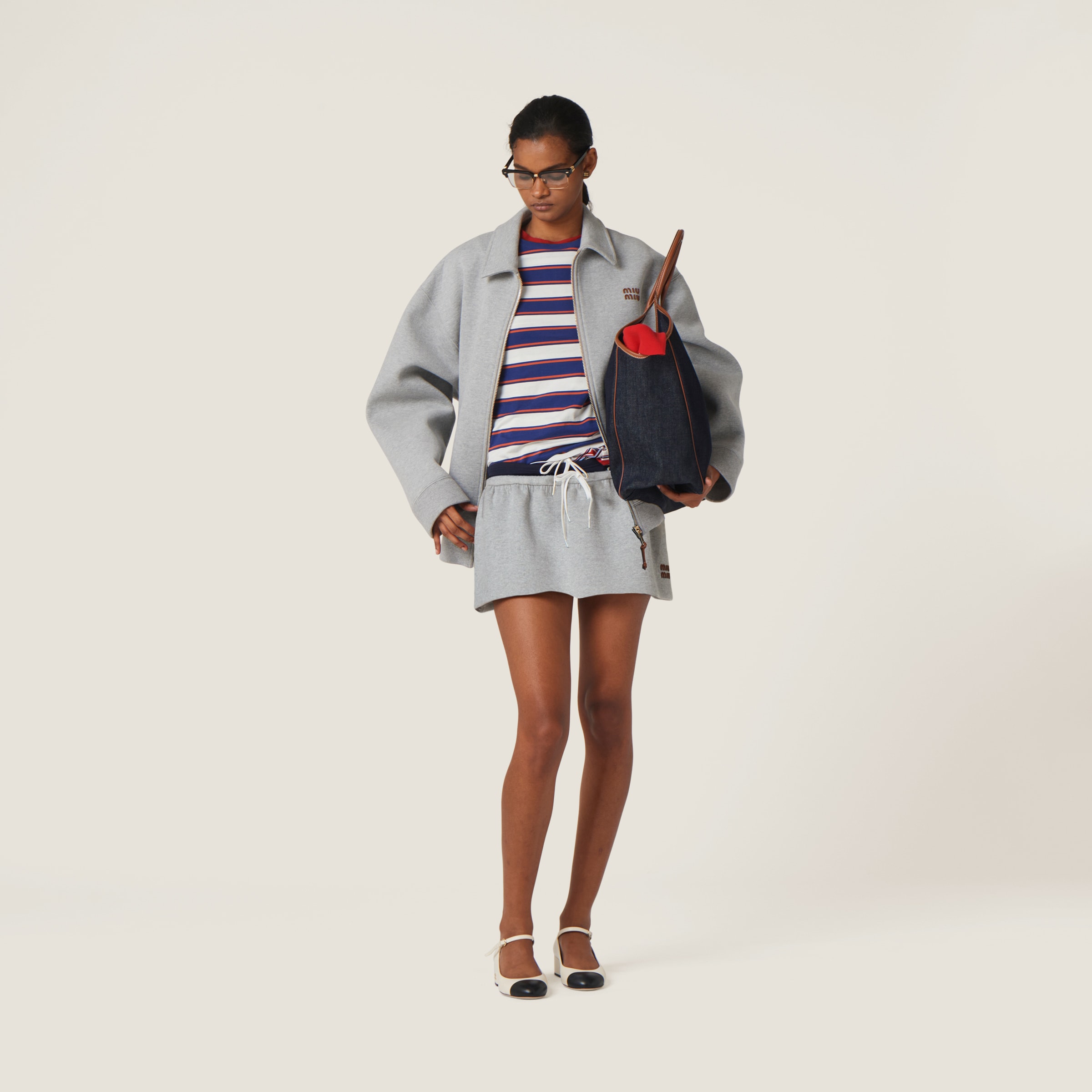 MIU MIU PADDED COTTON FLEECE MINISKIRT