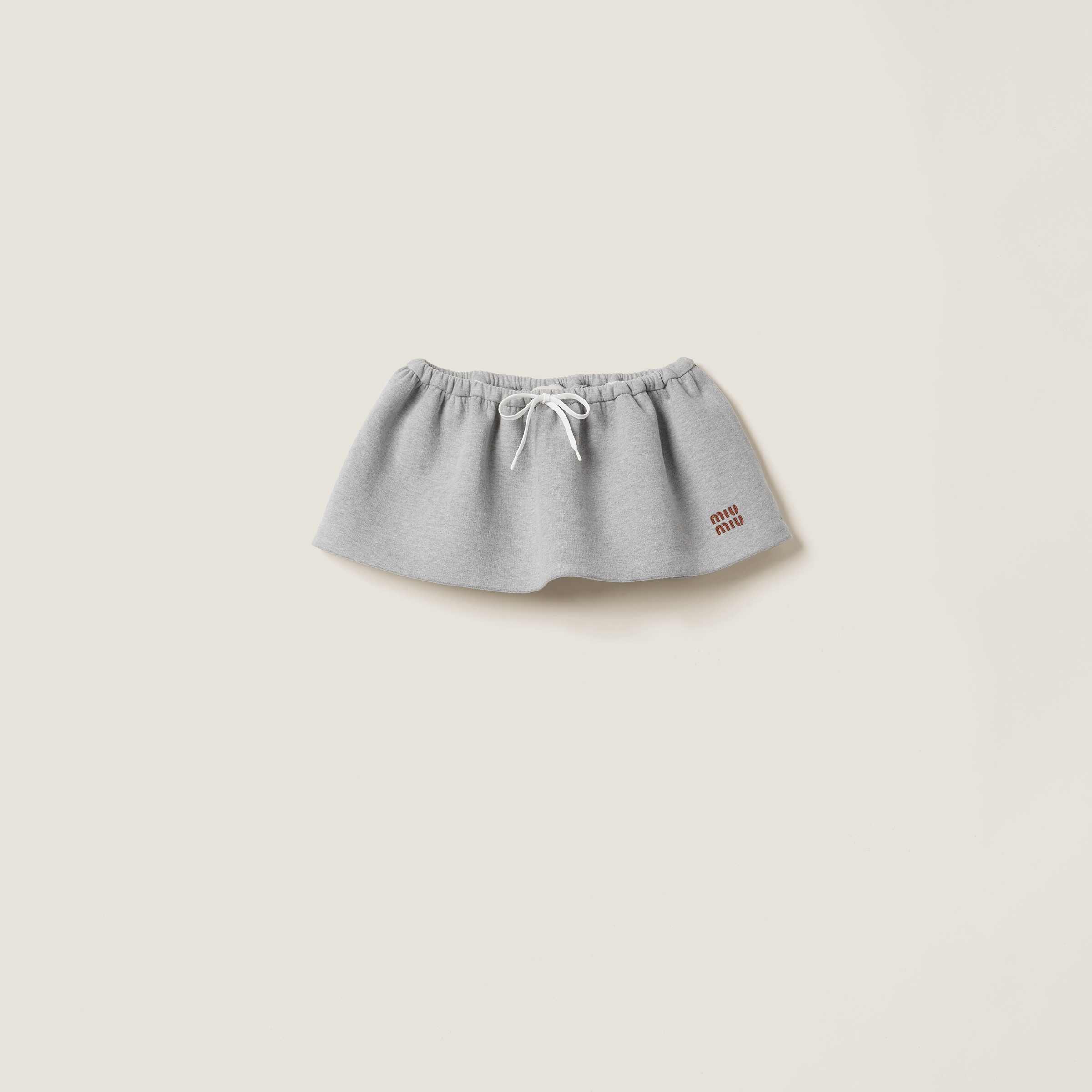 Miu Miu Padded Cotton Fleece Miniskirt In Grey