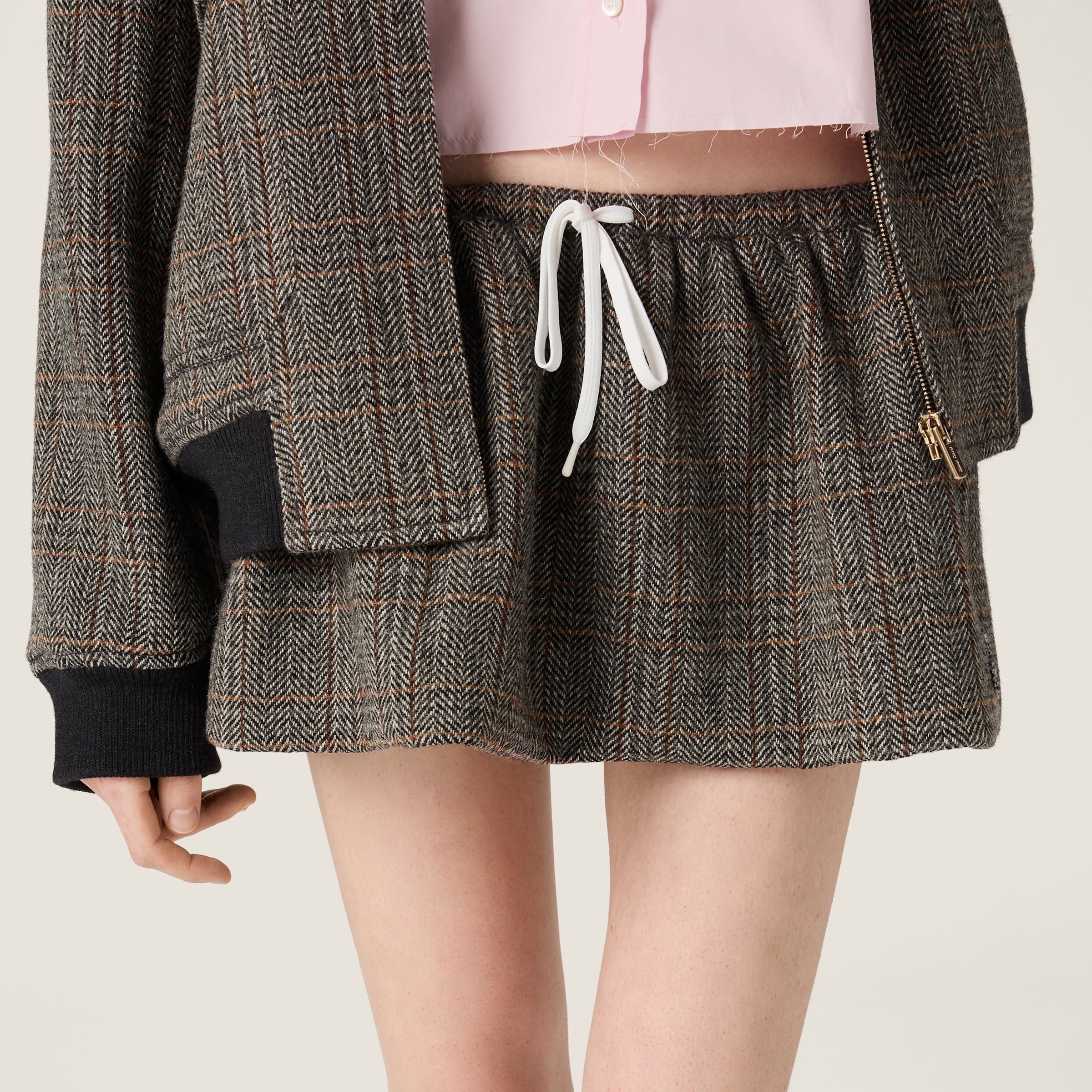 Slate Gray Chevron Miniskirt | Miu Miu