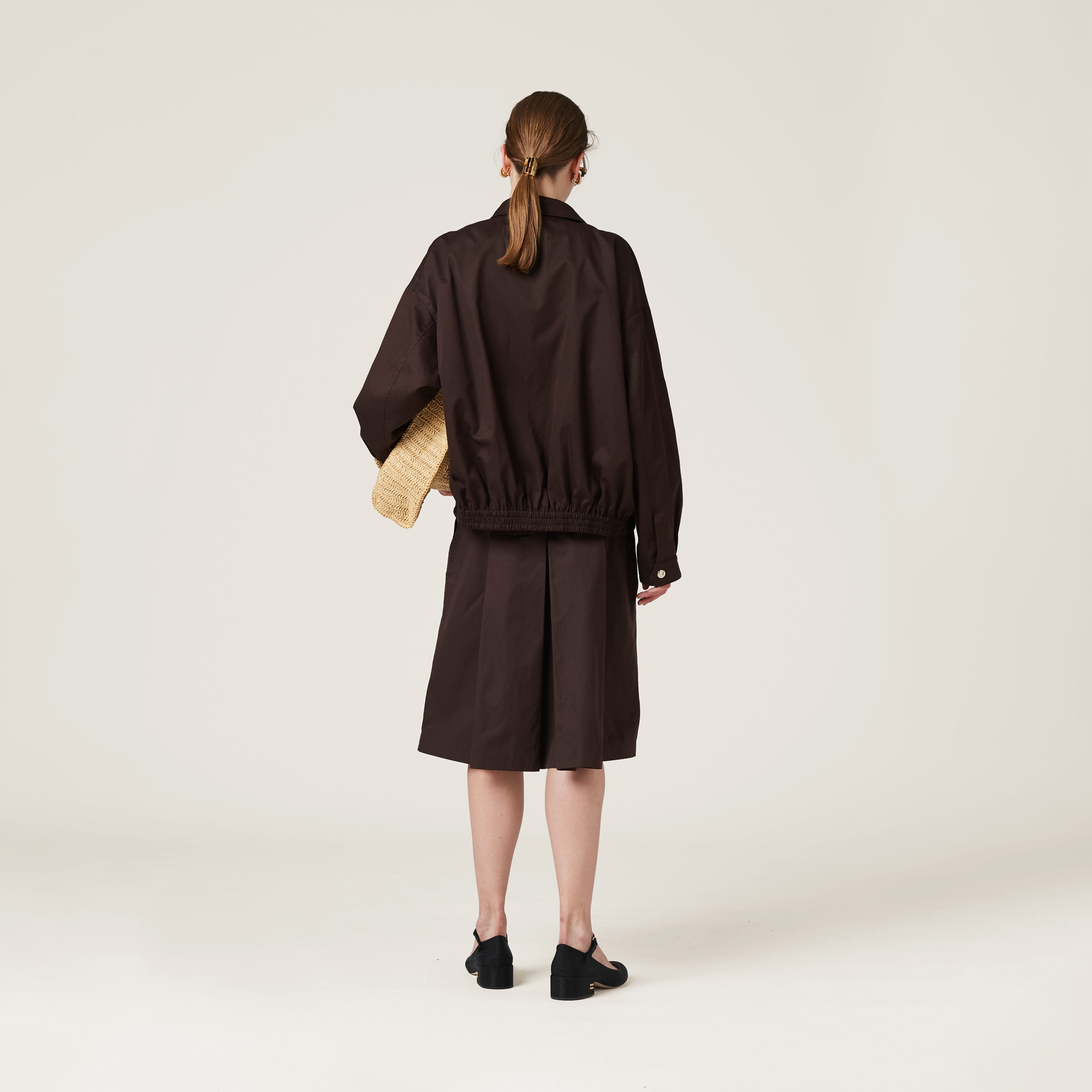 Miu Miu Gabardine Skirt In Cocoa Brown