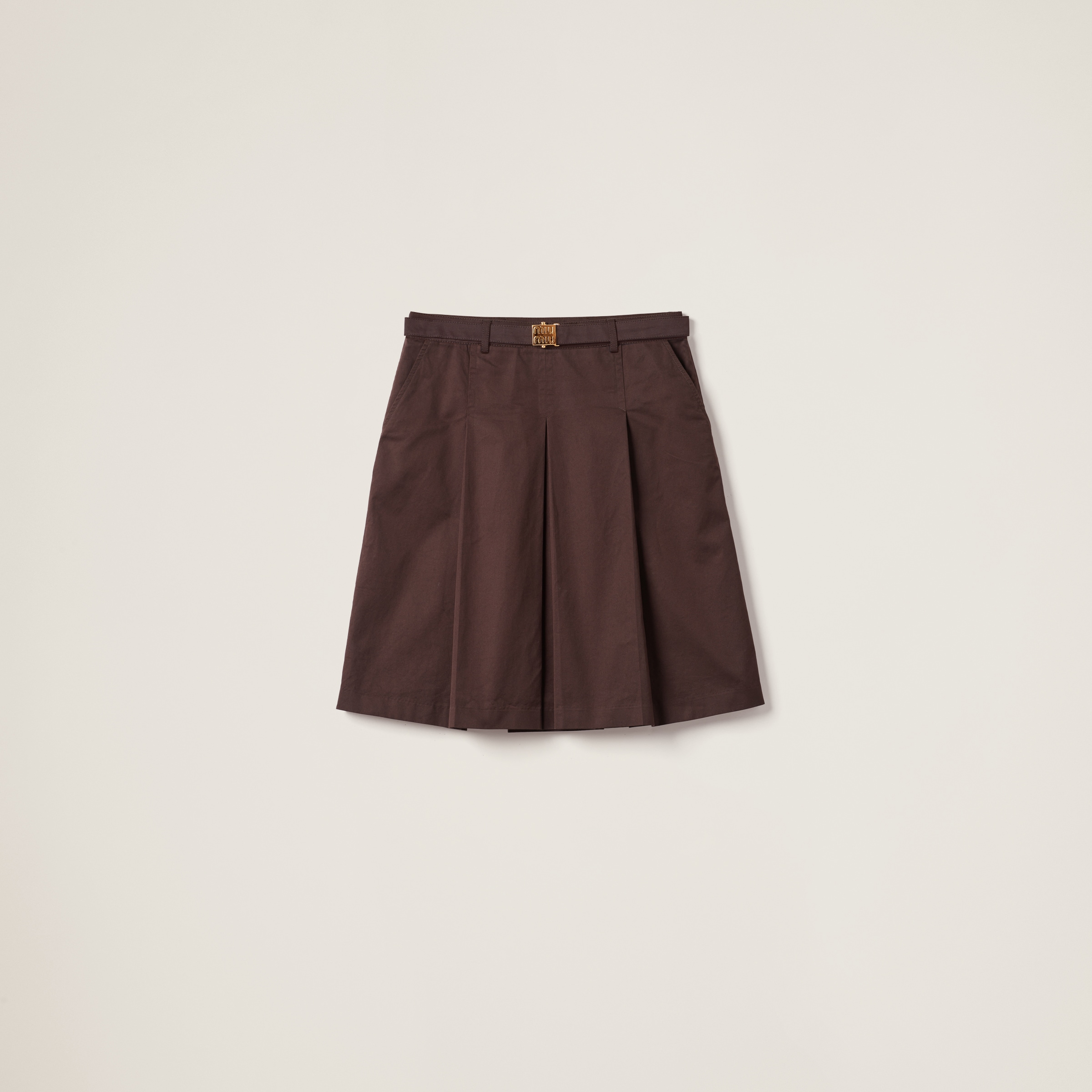 Miu Miu Gabardine Skirt In Cocoa Brown