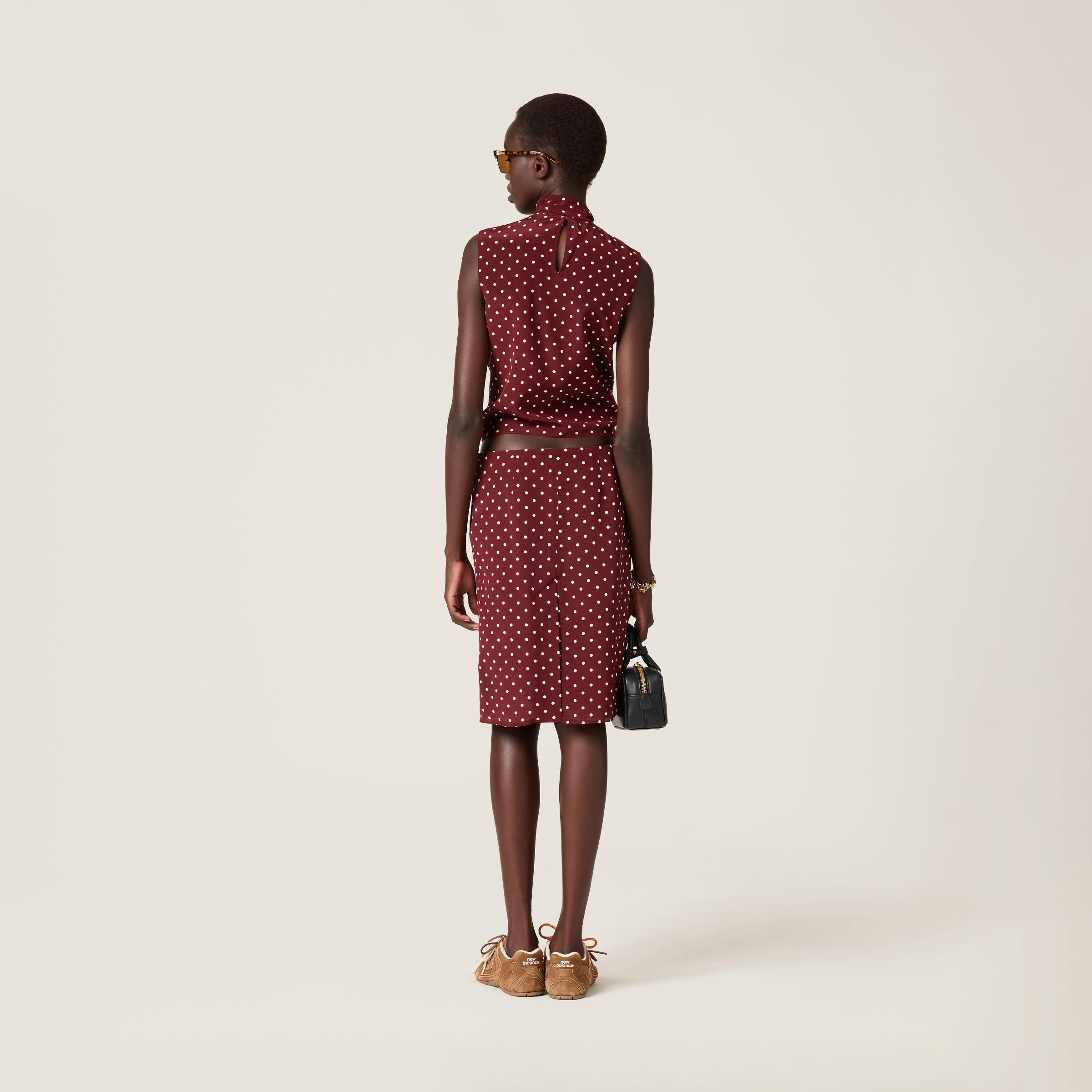 MIU MIU POLKA-DOT CREPE DE CHINE SKIRT