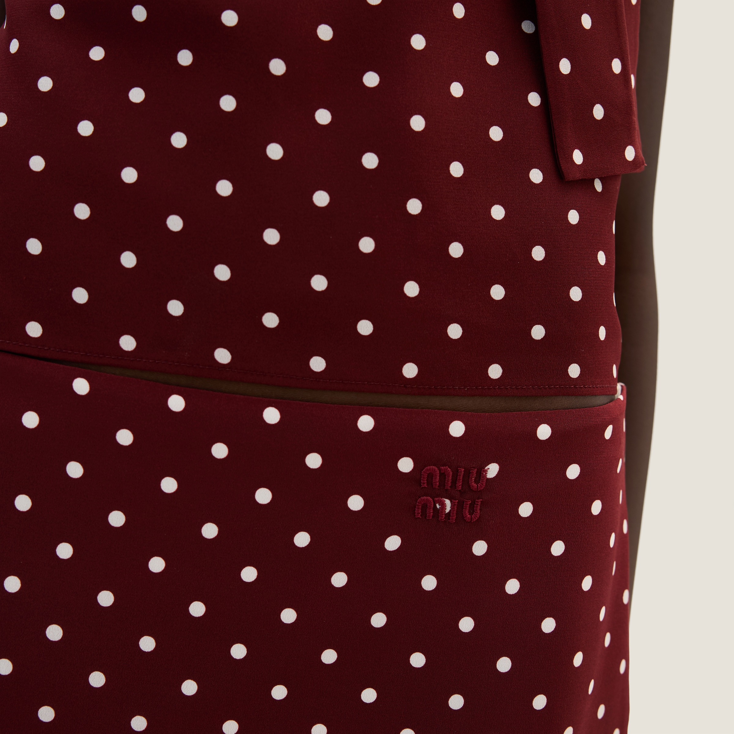 MIU MIU POLKA-DOT CREPE DE CHINE SKIRT