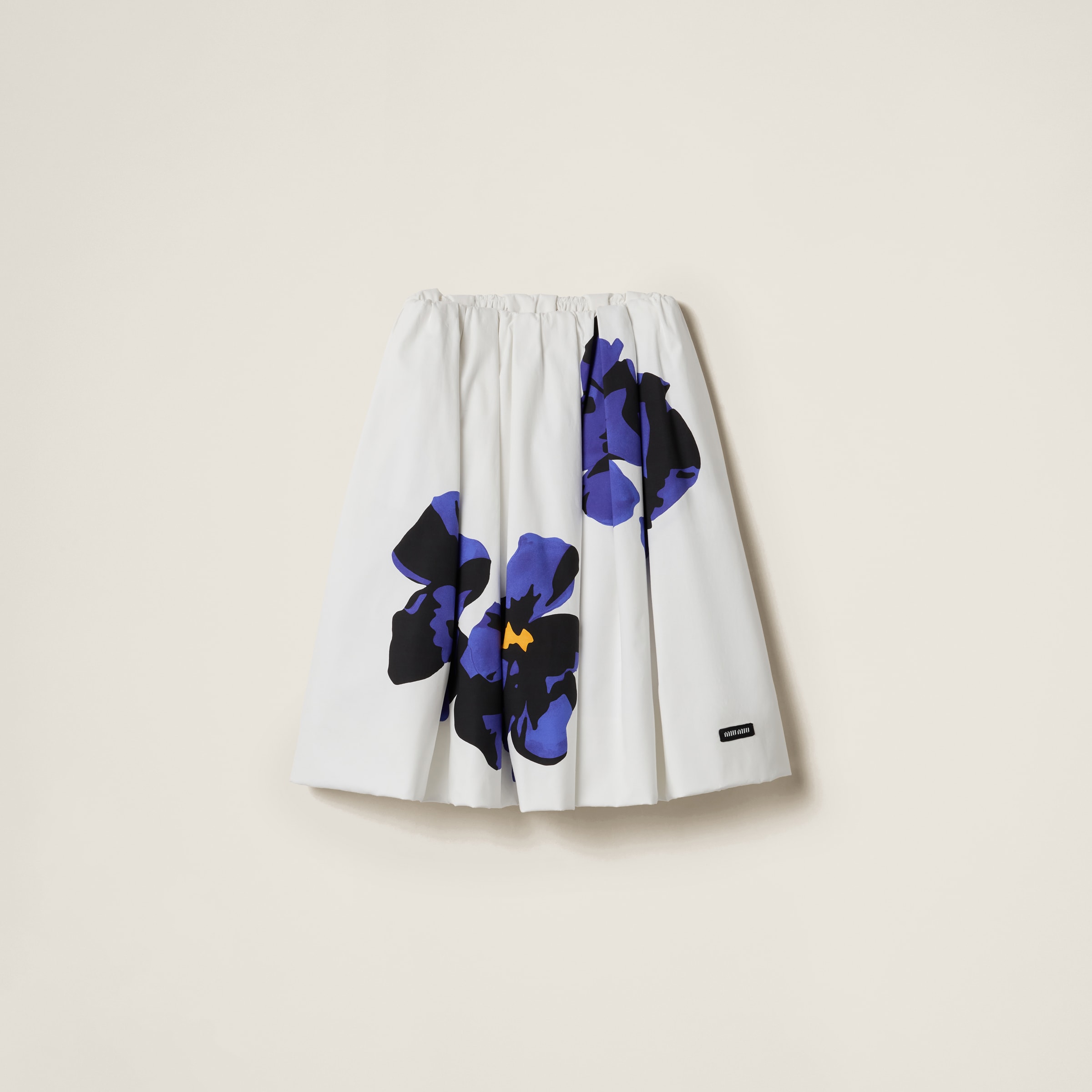 White/purple Poplin And Jersey Printed Skirt | Miu Miu