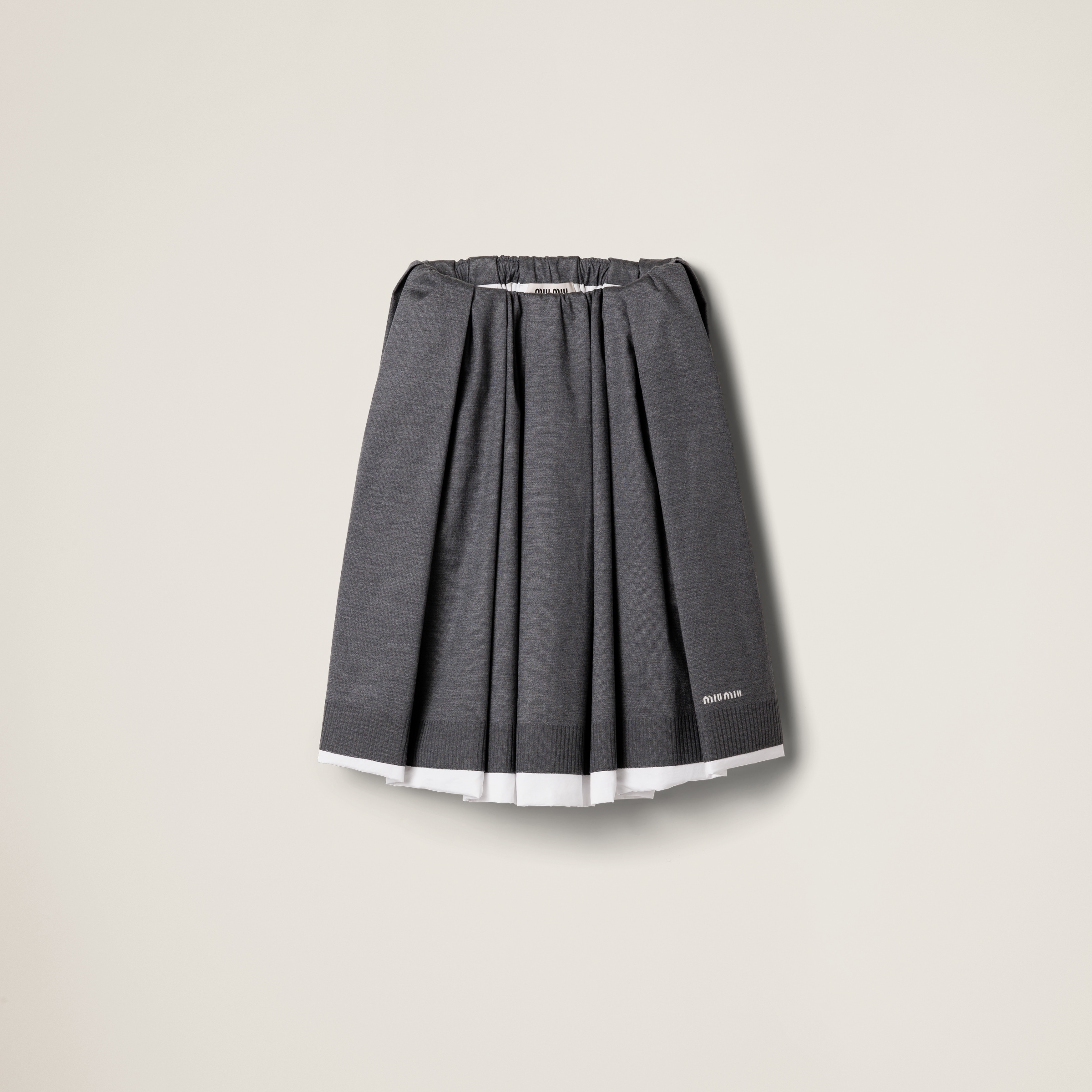 スカート 00s miumiu Archive Leather knitted skirt 00s miumiu Archive Leather knitted skirt（Embroidered