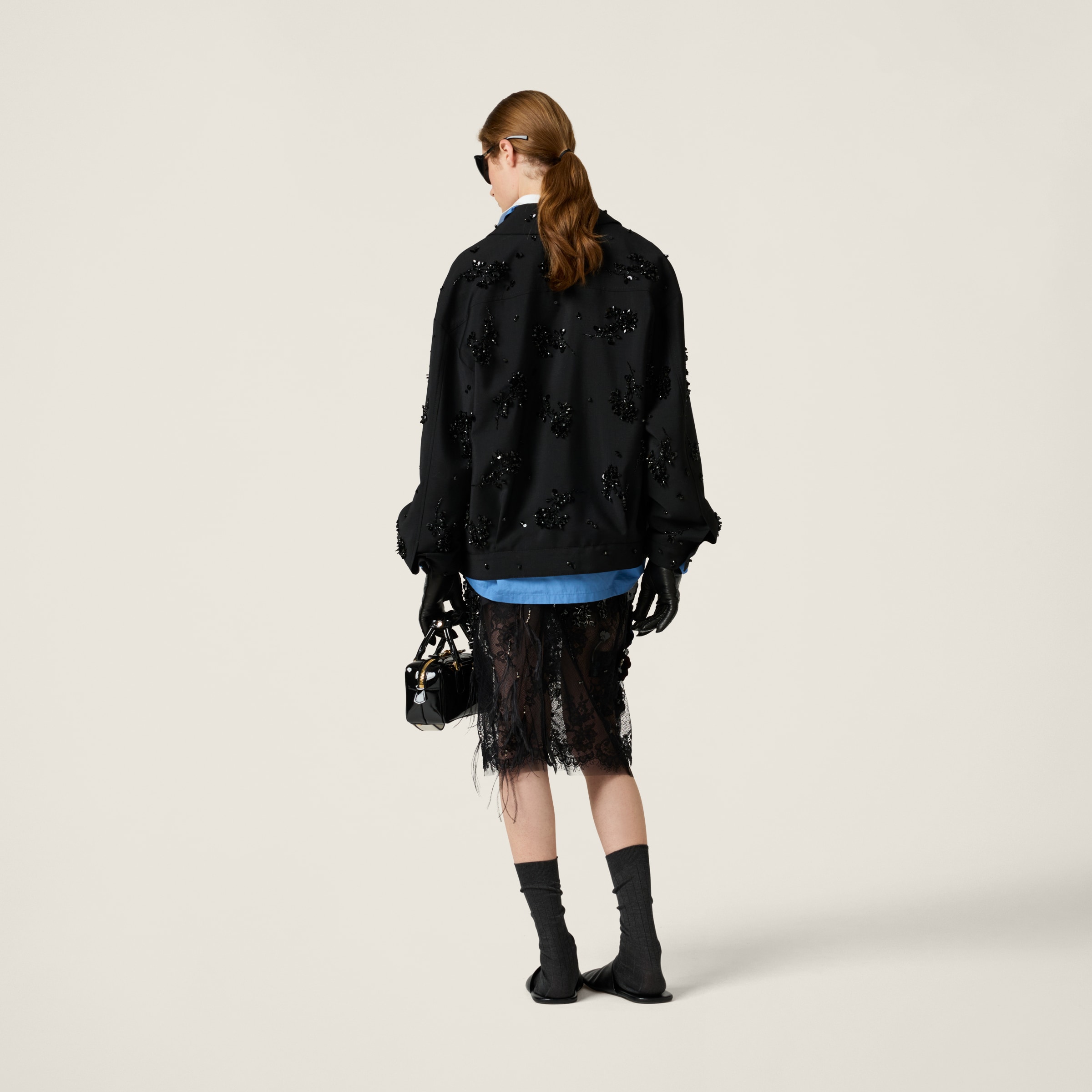 Embroidered lace midi-skirt - Collection Collections | Miu Miu