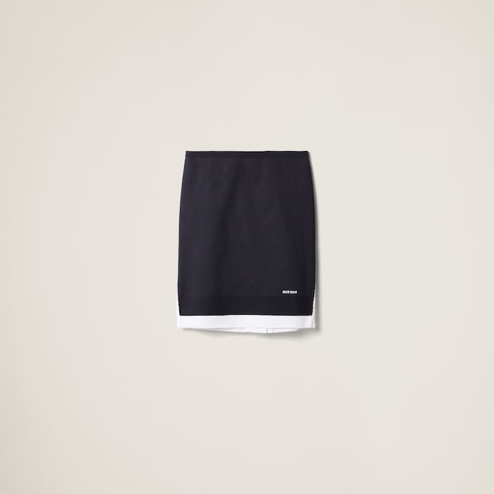 Blue/white Knit And Poplin Skirt | Miu Miu
