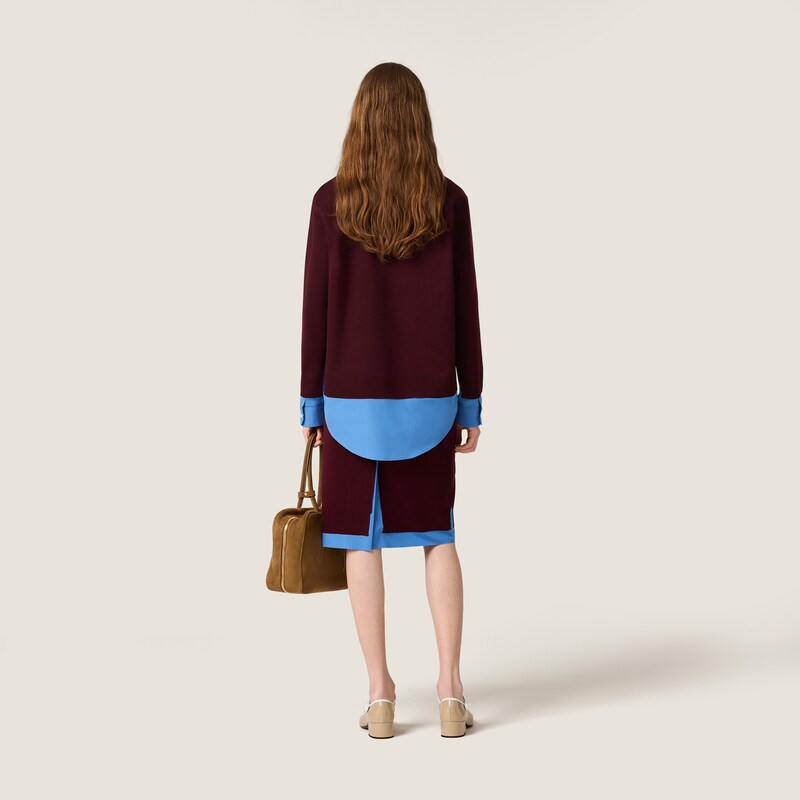 Cashmere and poplin skirt