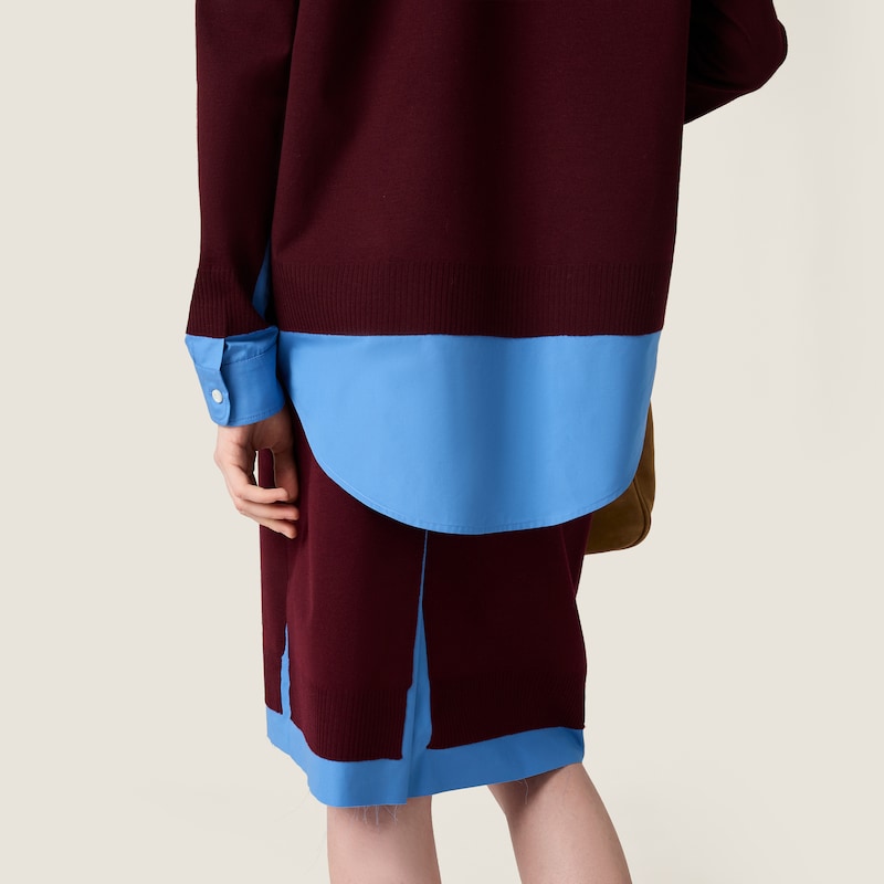 Cashmere and poplin skirt