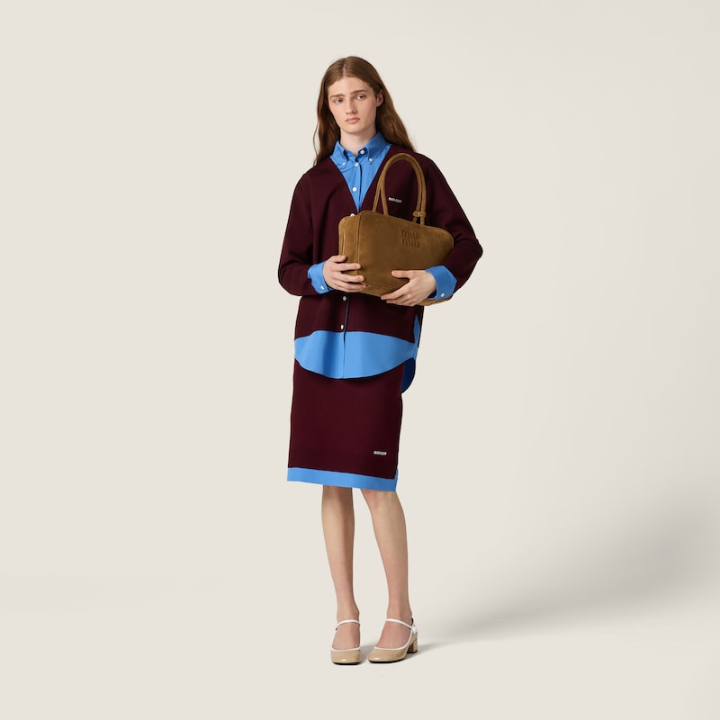 Cashmere and poplin skirt