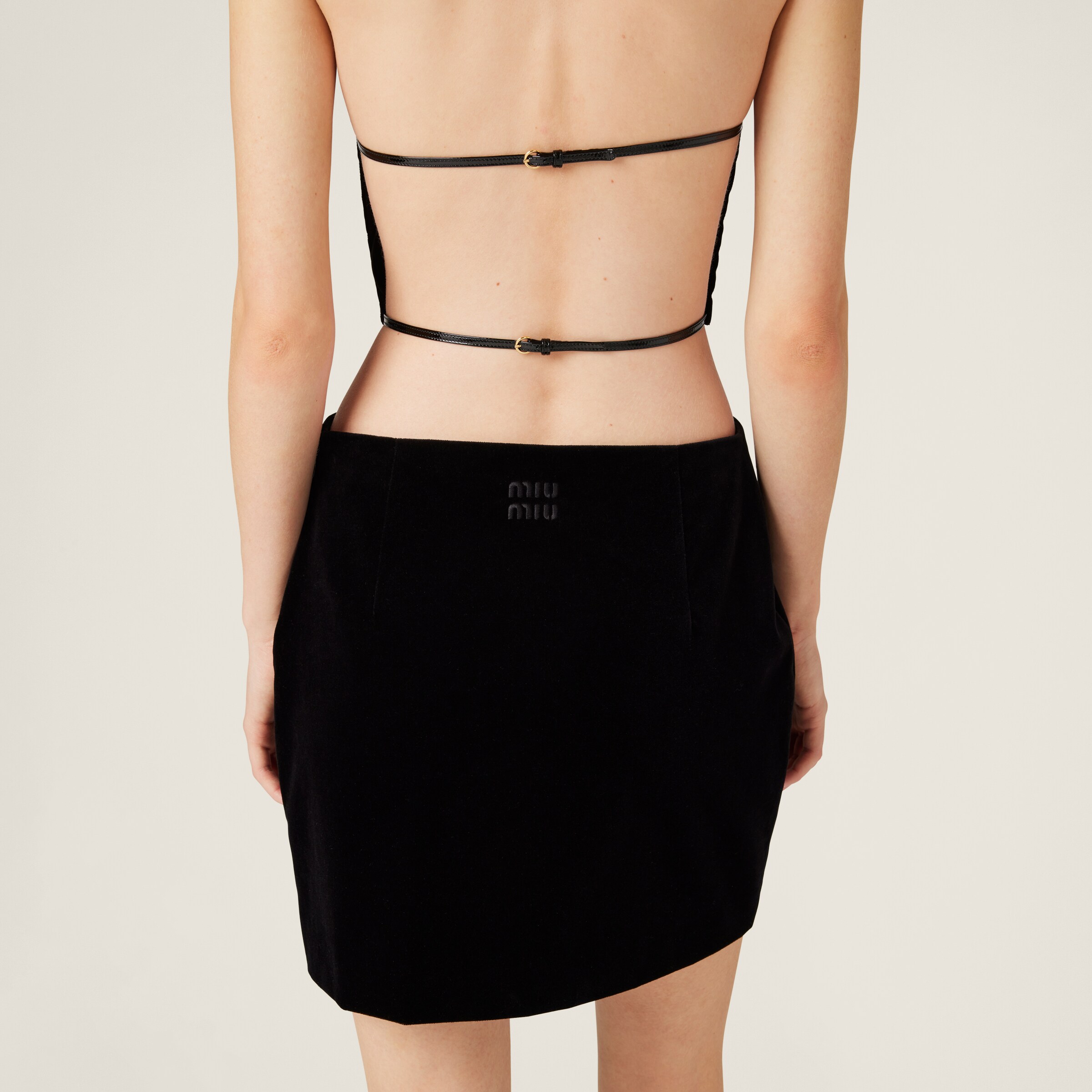 MIU MIU STRETCH VELVET MINISKIRT