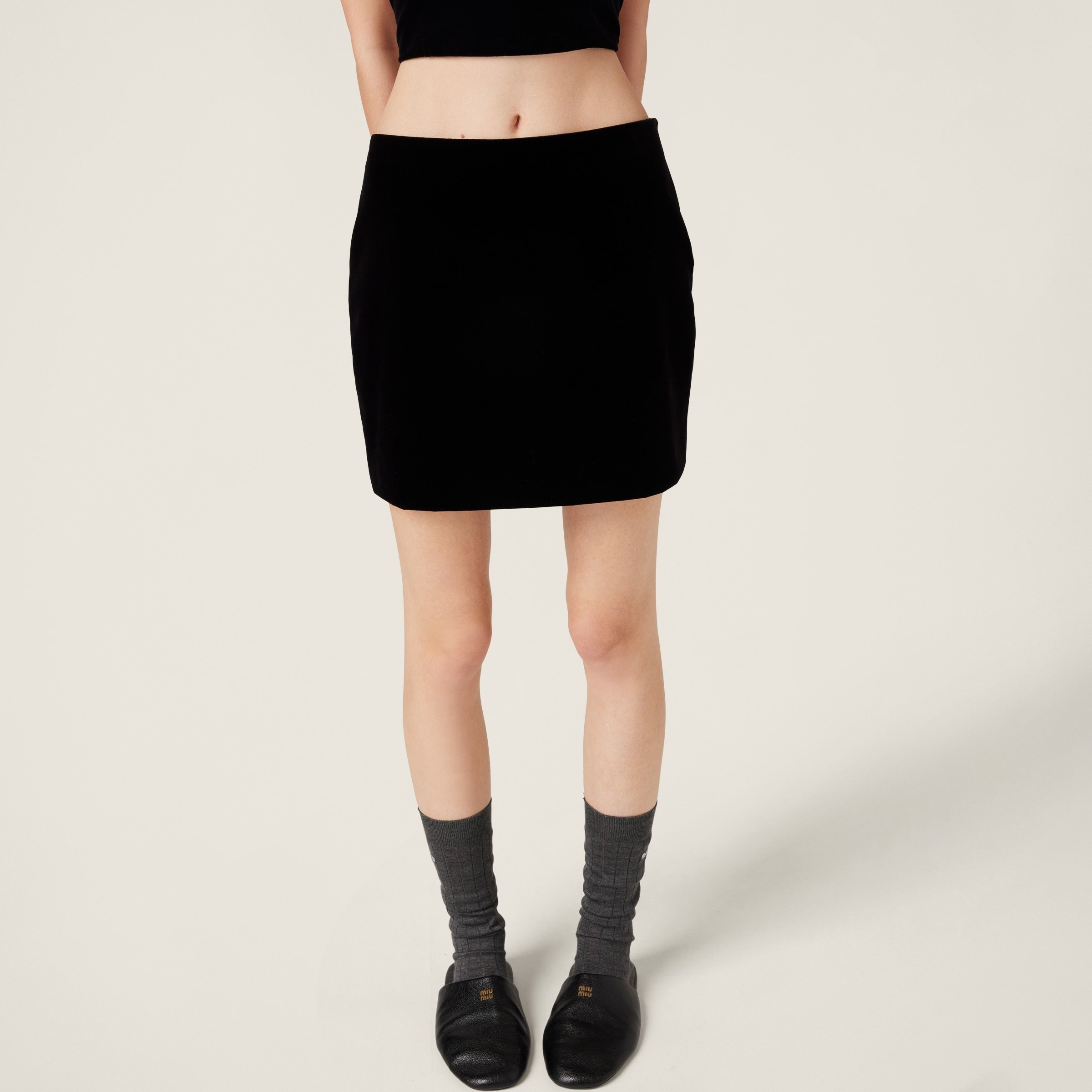 MIU MIU STRETCH VELVET MINISKIRT
