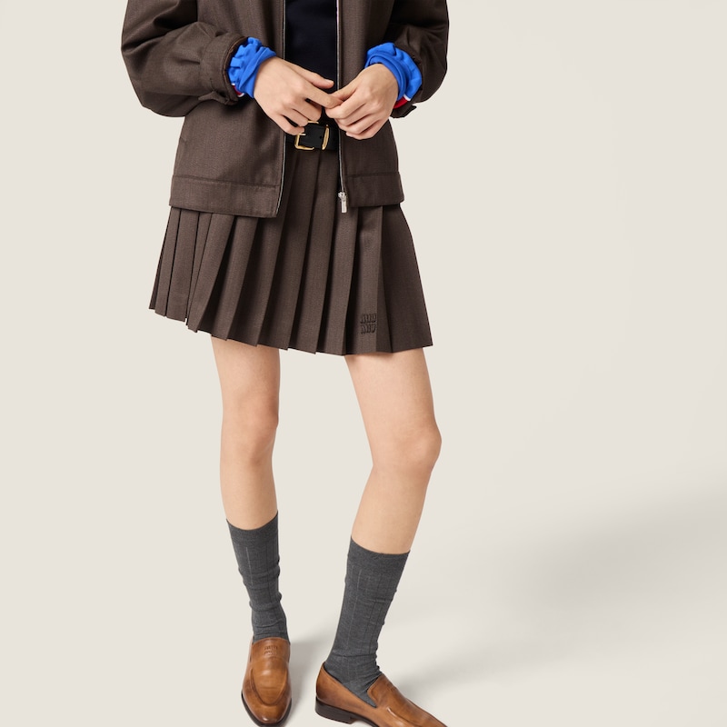 Pleated Cover fabric miniskirt