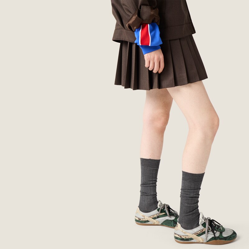 Pleated Cover fabric miniskirt