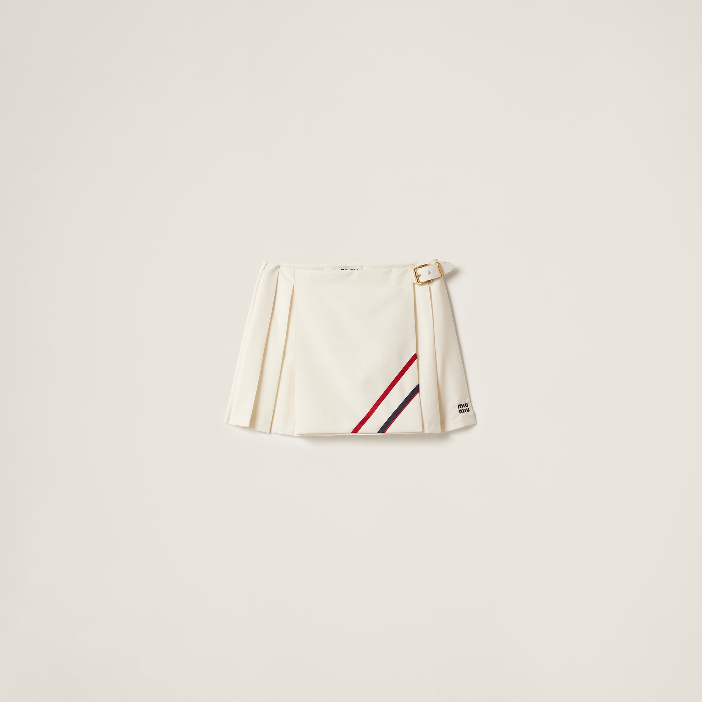 Miu Miu Pleated Mohair Fabric Mini-skirt In Natural