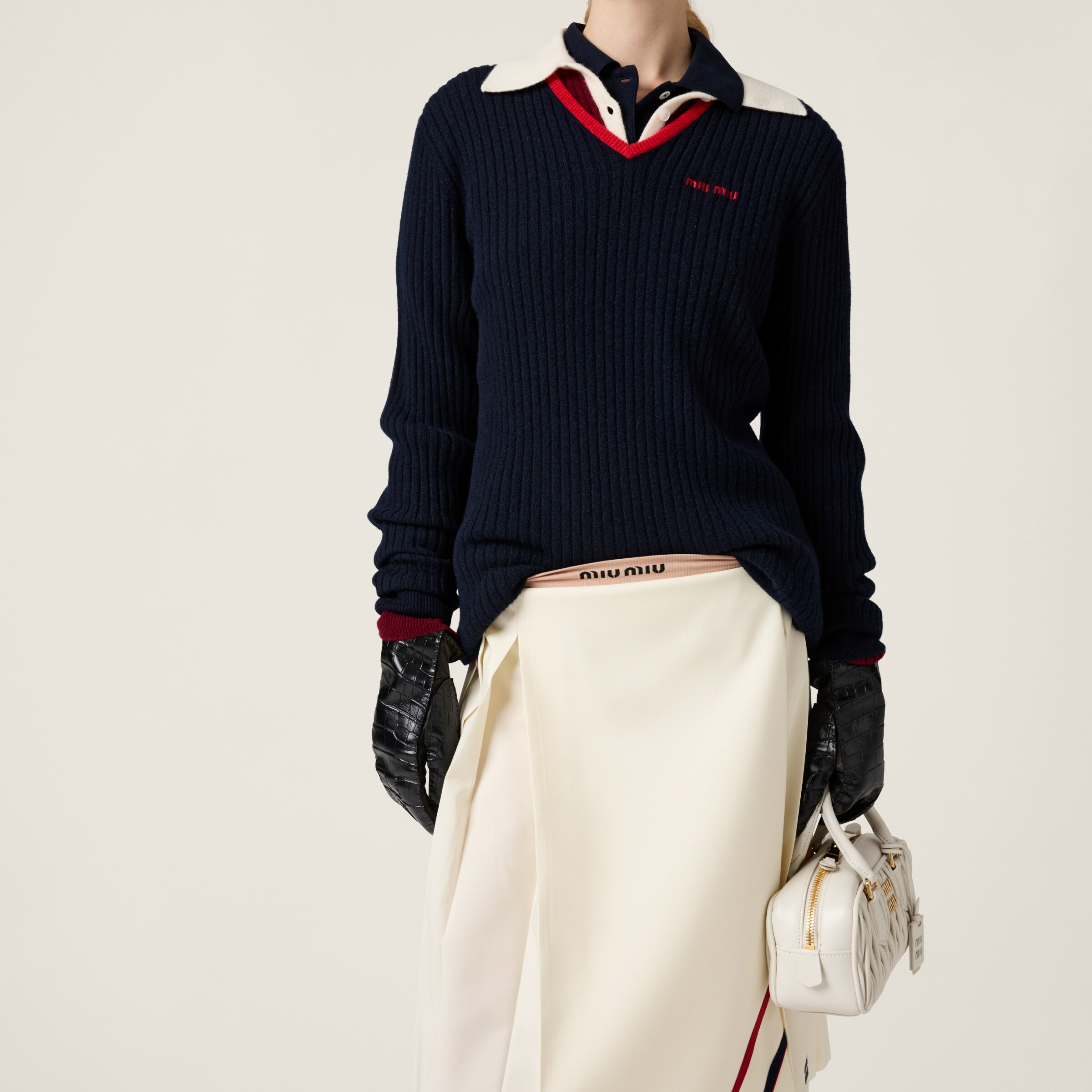 関税込 MiuMiu | Pleated mohair fabric mini-skirt Miu Miu Pleated Mini Skirt | Blue | FARFETCH