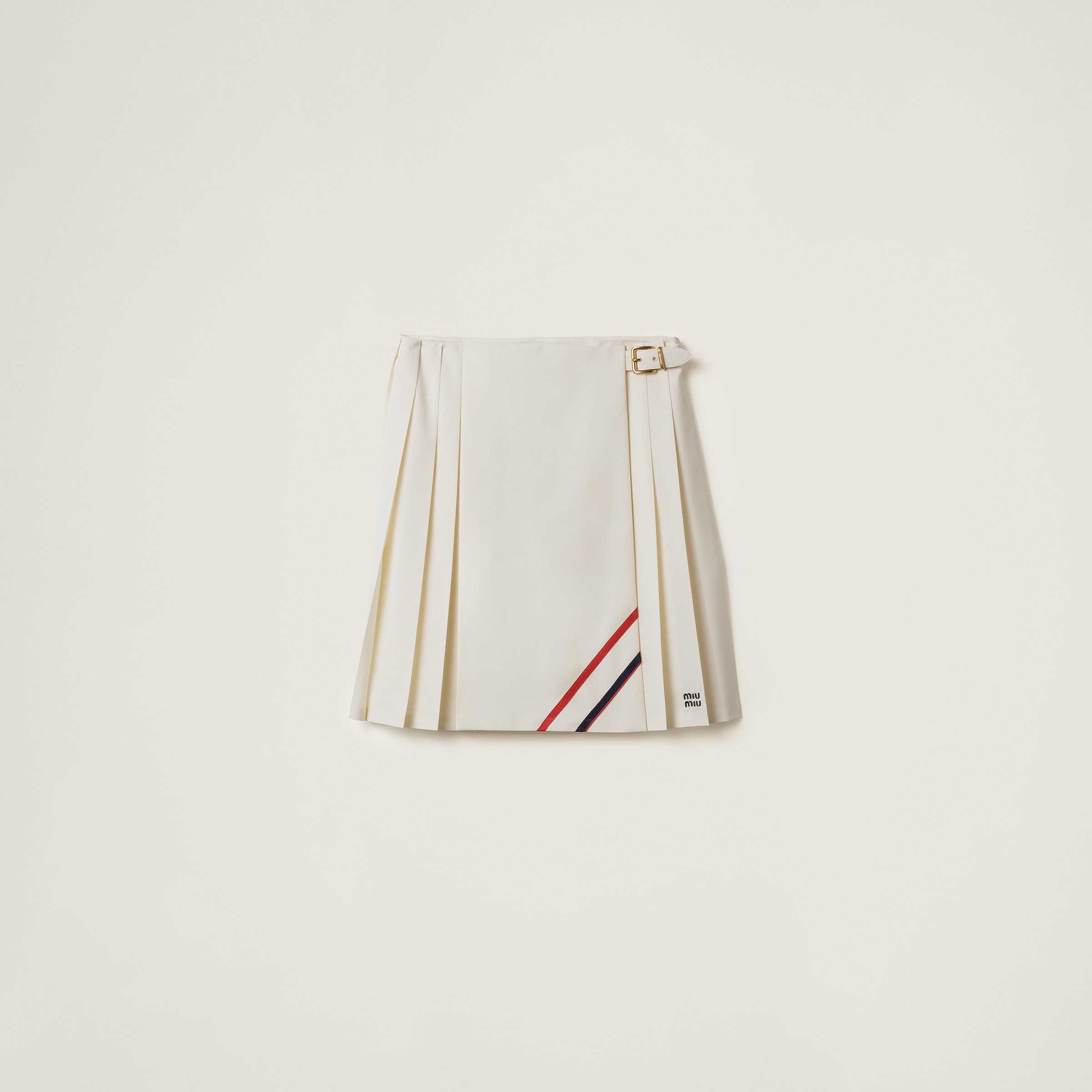 Miu Miu Pleated Mohair Fabric Skirt In Natural