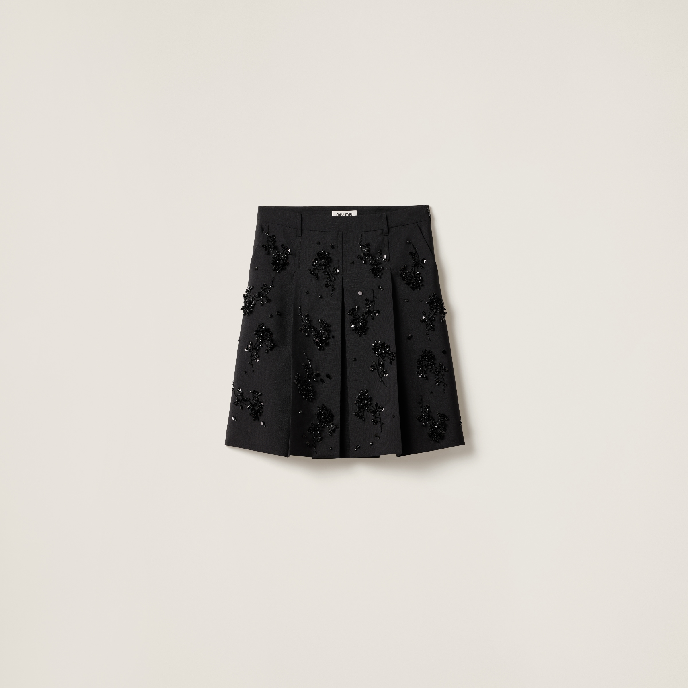 Black Embroidered Kid Mohair Skirt | Miu Miu Black Embroidered Kid Mohair Skirt | Miu Miu