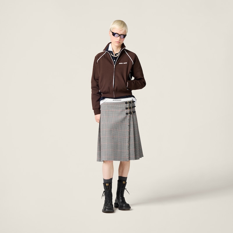 MIUMIU MIDNIGHT BLUE PLEATED MIDI SKIRT