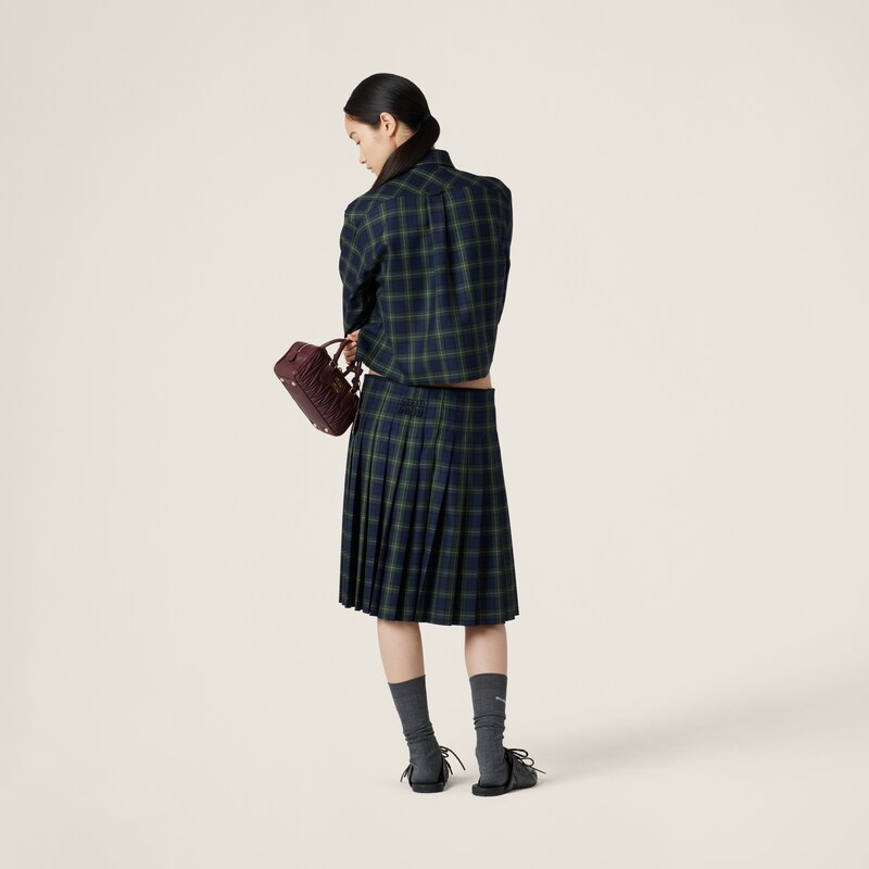 Pleated tartan skirt