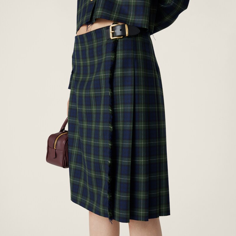 Pleated tartan skirt
