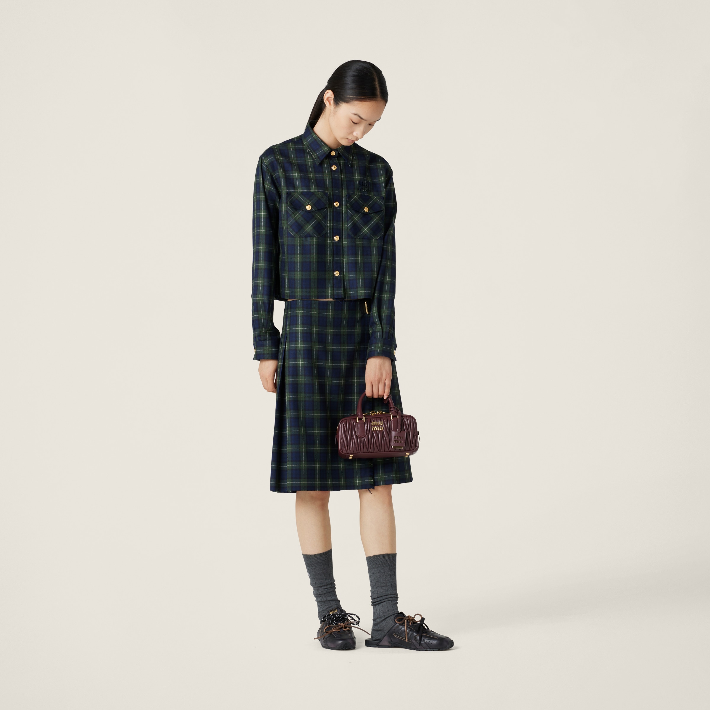 VIP【送料関税込】MIUMIU CHIFFON MIDI SKIRT Miu Miu Belted Chino Miniskirt | Neutrals | FARFETCH