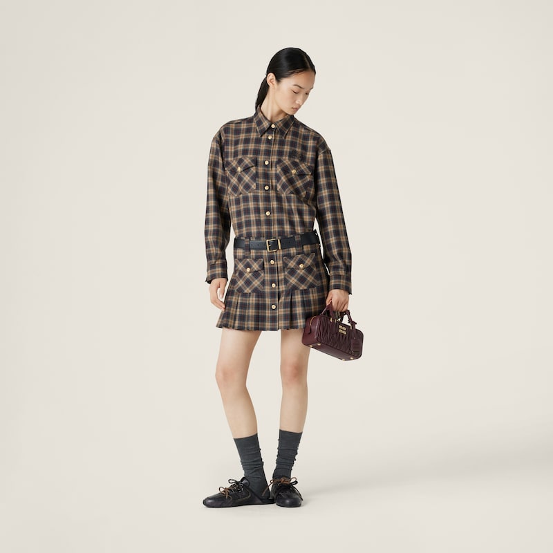 Falten-Minirock mit Tartan-Muster