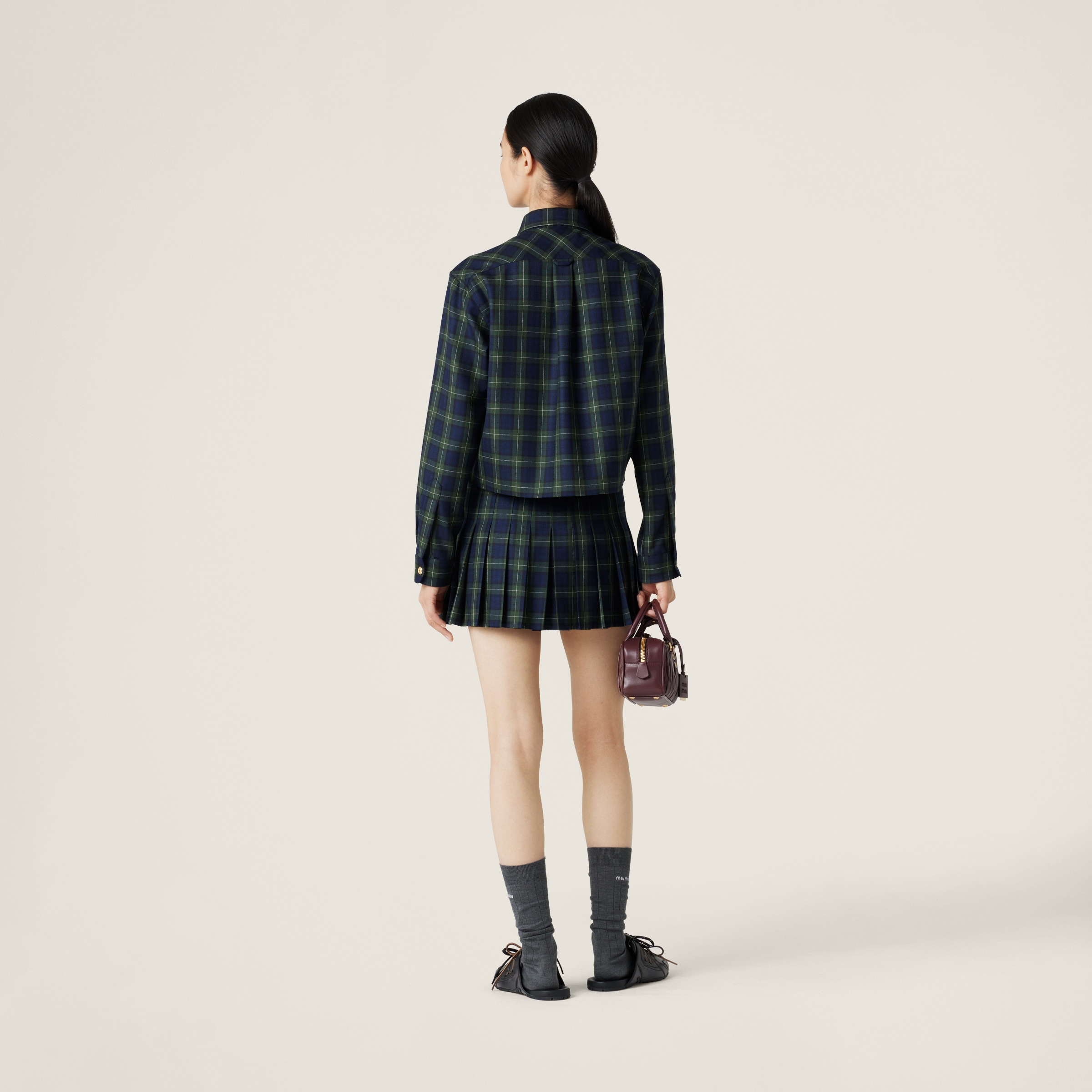 MIU MIU PLEATED TARTAN MINISKIRT