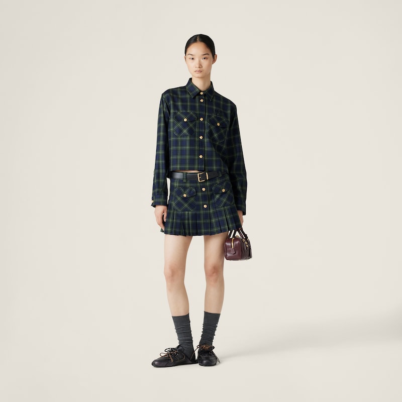 Pleated tartan miniskirt