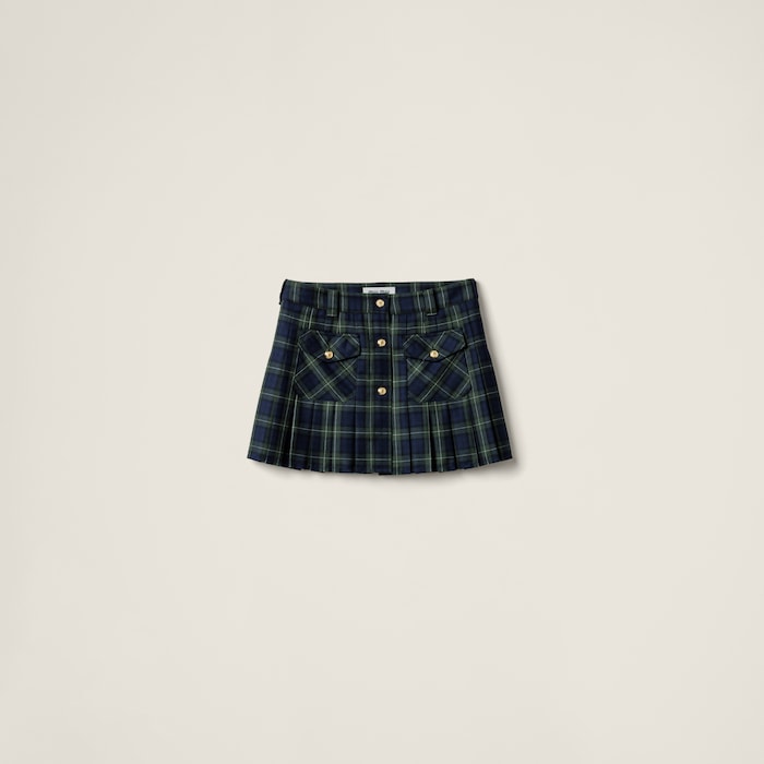 ミュウミュウ ニットプリーツロングスカート ネイビー #40 miu miu