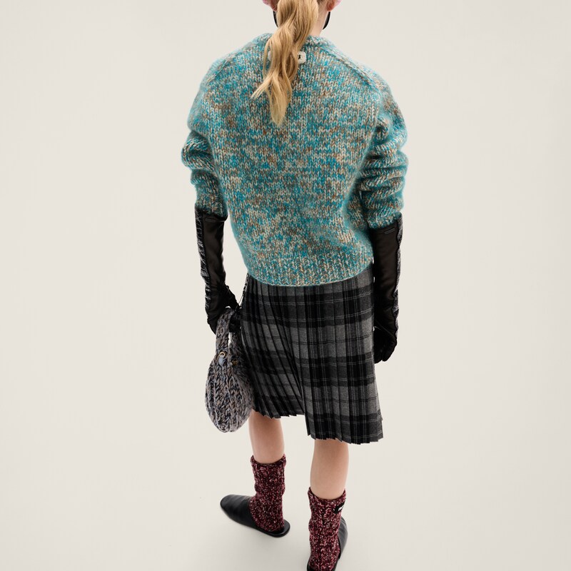 Embroidered plaid skirt