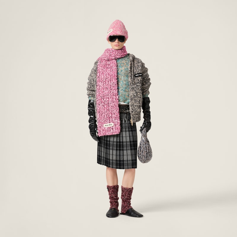 Embroidered plaid skirt