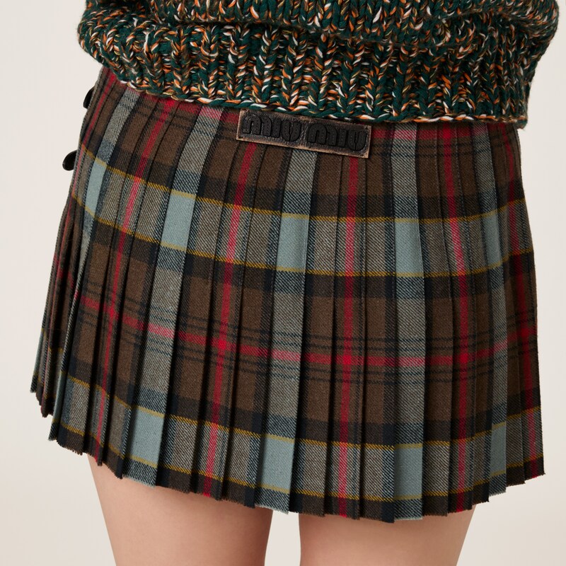 Embroidered plaid miniskirt